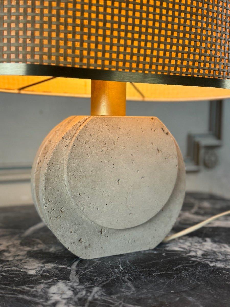 Brutalist Travertine Table Lamp Circa 1980 For Sale 6