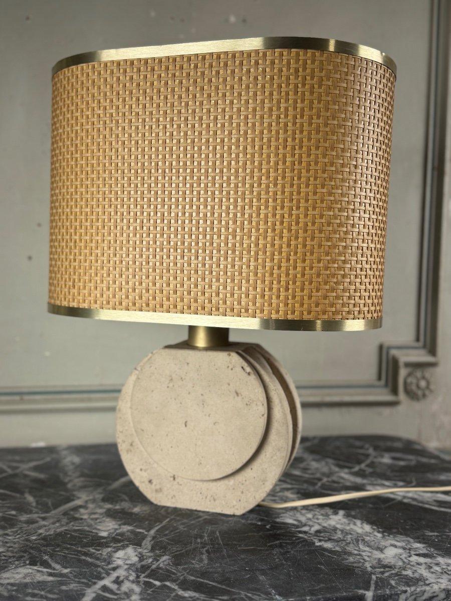 Classical Greek Brutalist Travertine Table Lamp Circa 1980 For Sale