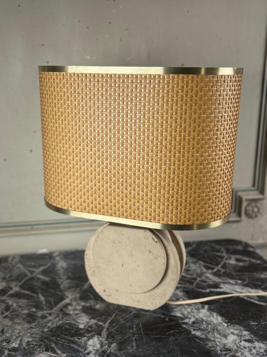 Italian Brutalist Travertine Table Lamp Circa 1980 For Sale