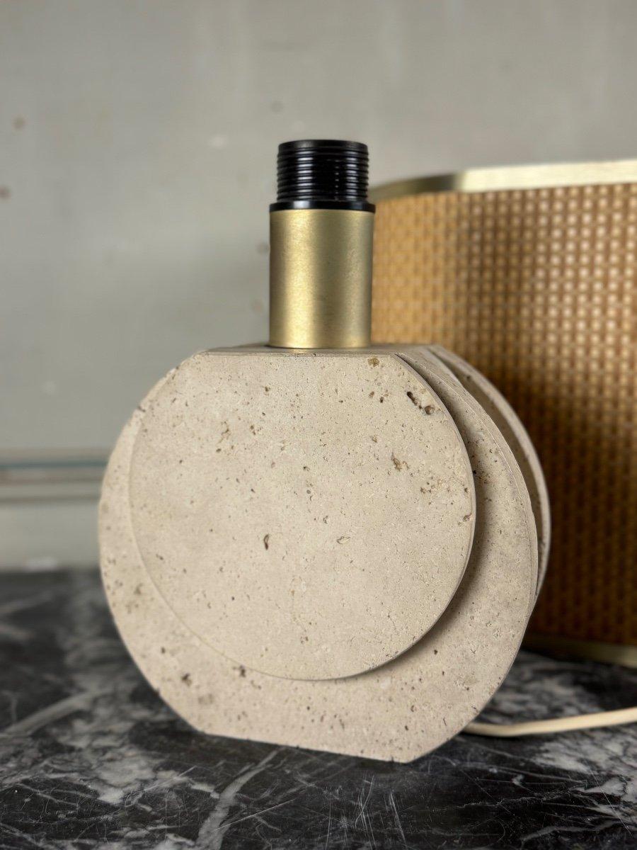 19th Century Brutalist Travertine Table Lamp Circa 1980 For Sale
