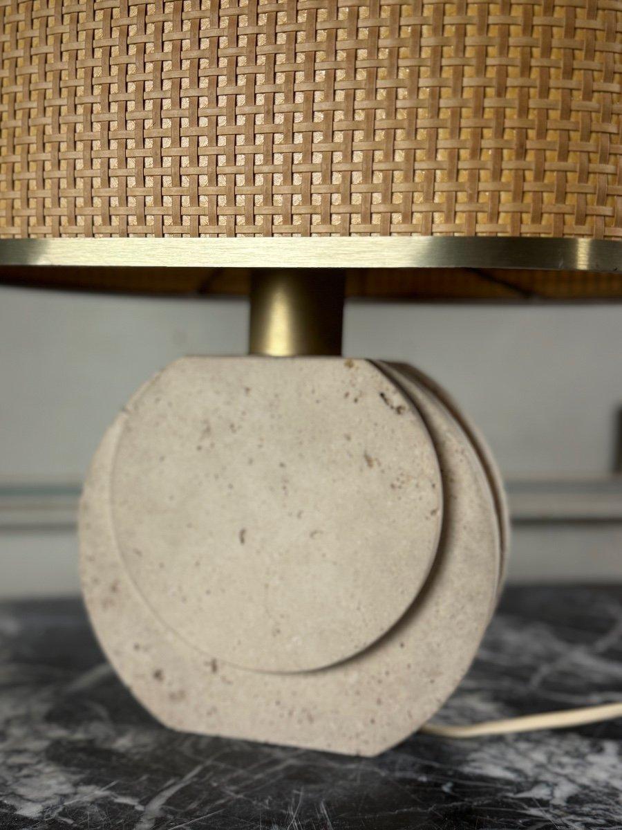 Brutalist Travertine Table Lamp Circa 1980 For Sale 1