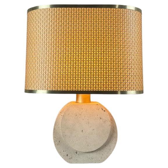 Brutalist Travertine Table Lamp Circa 1980 For Sale