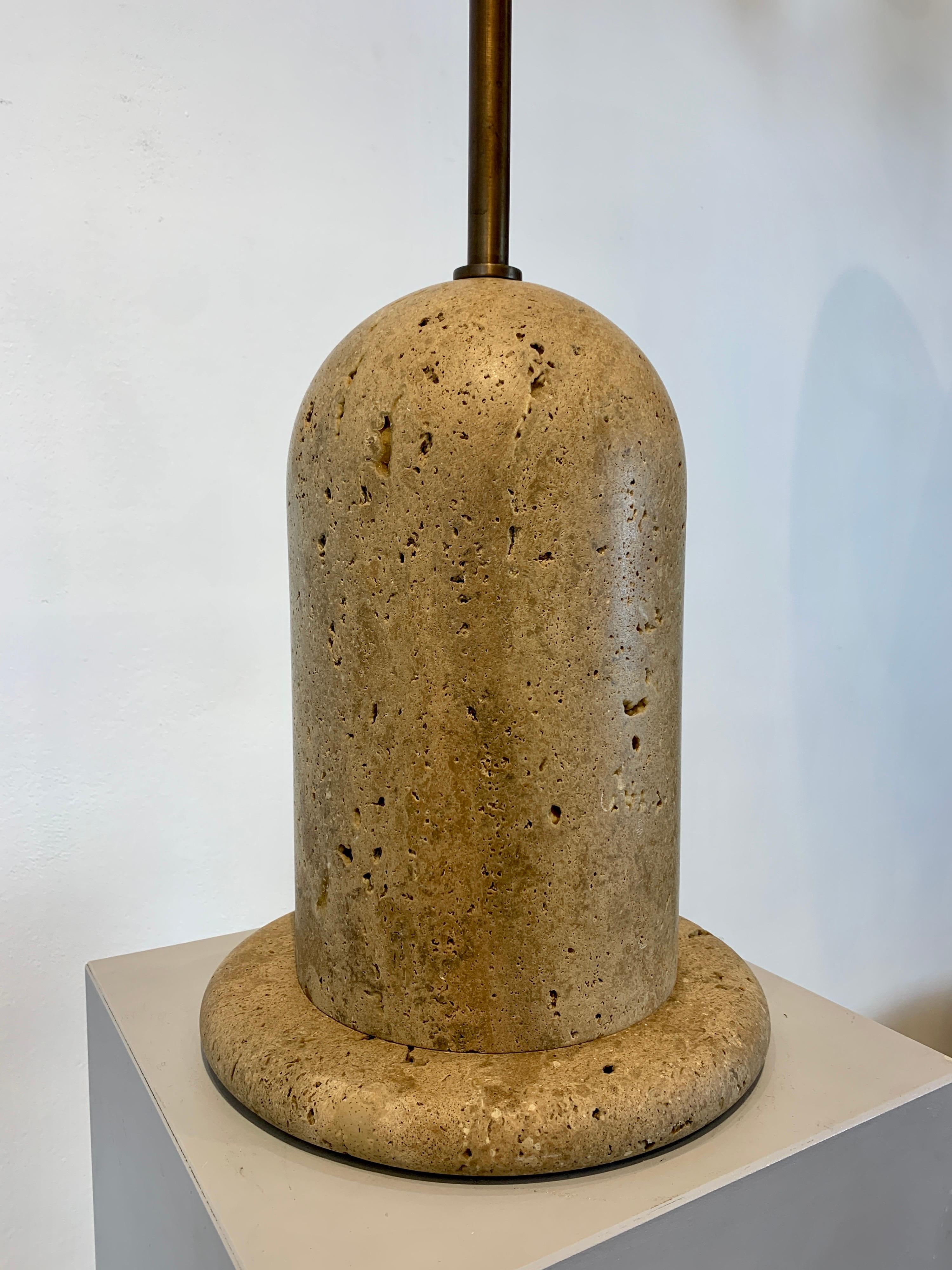 Italian Brutalist Travertine Table Lamp, Italy, 1970s