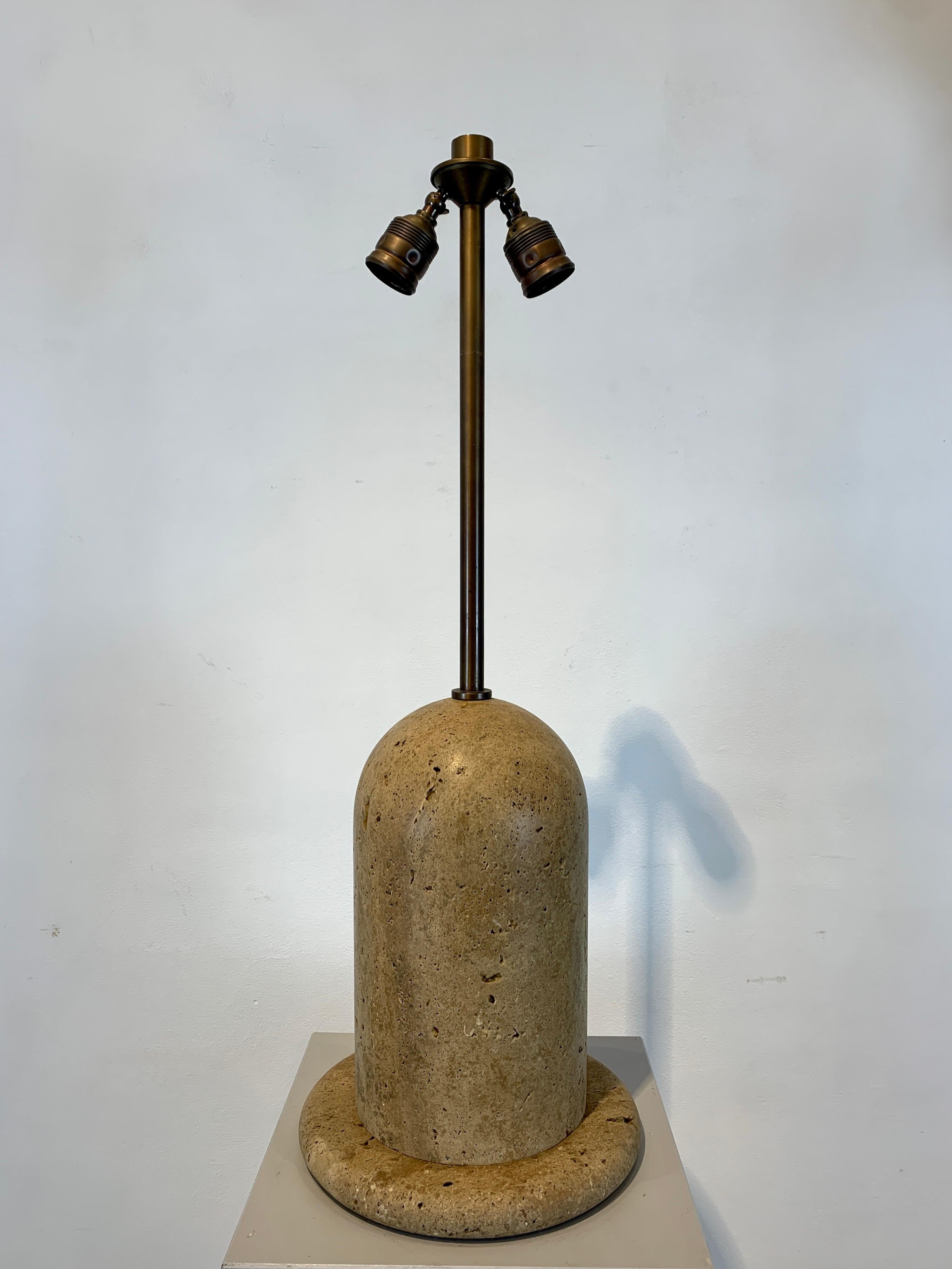 Late 20th Century Brutalist Travertine Table Lamp, Italy, 1970s