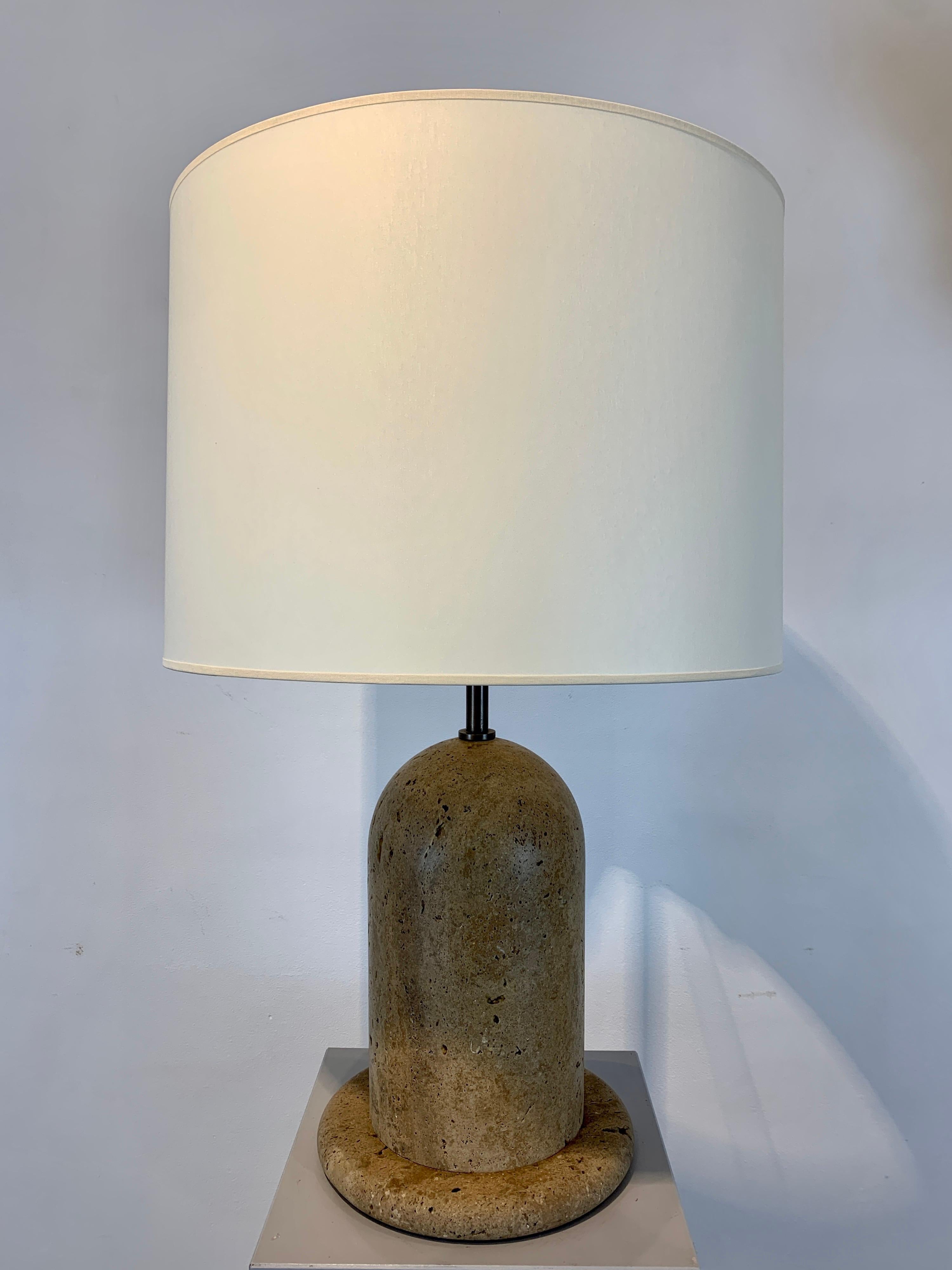 Brutalist Travertine Table Lamp, Italy, 1970s 1