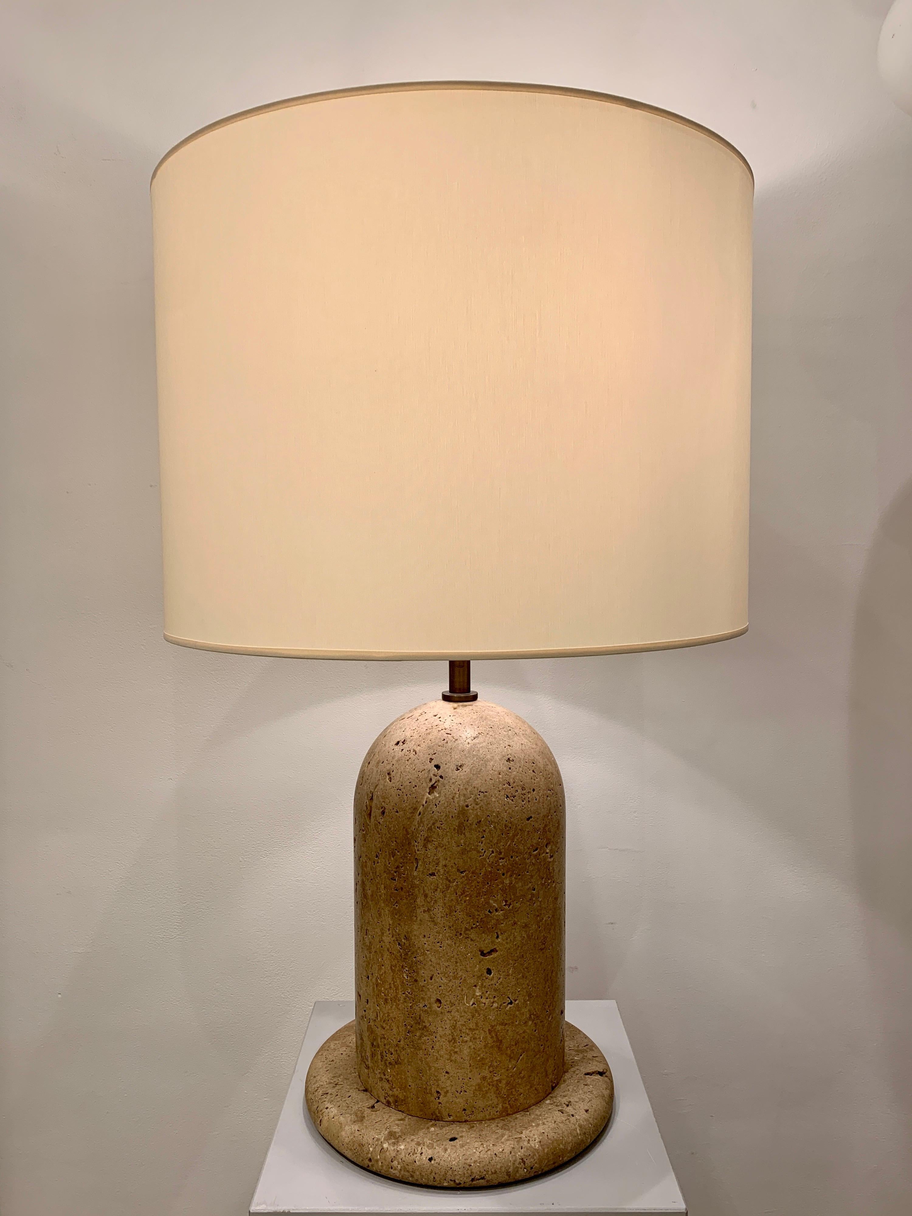 Brutalist Travertine Table Lamp, Italy, 1970s 3