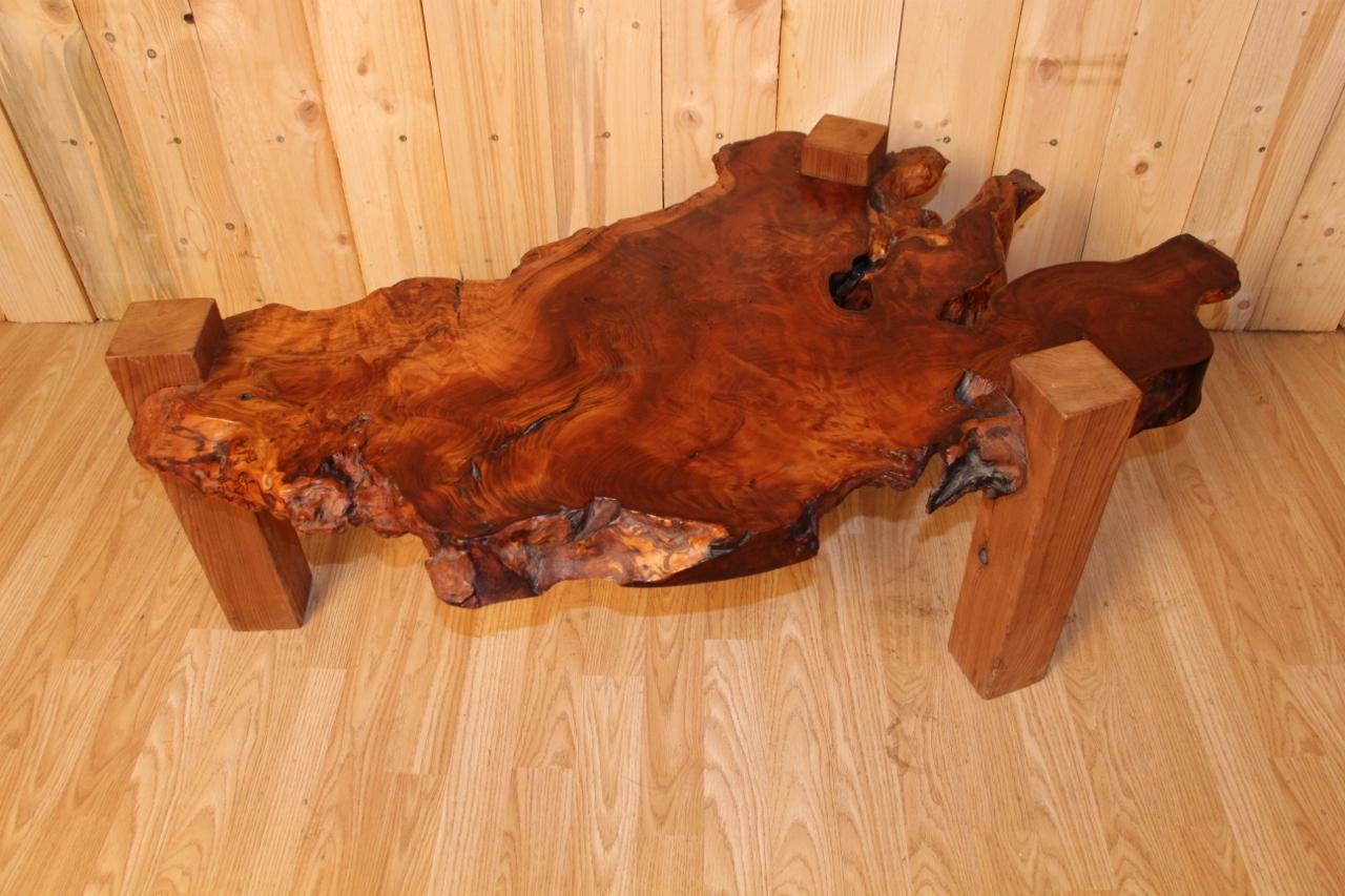 French Brutalist Tree Trunk Coffee Table For Sale