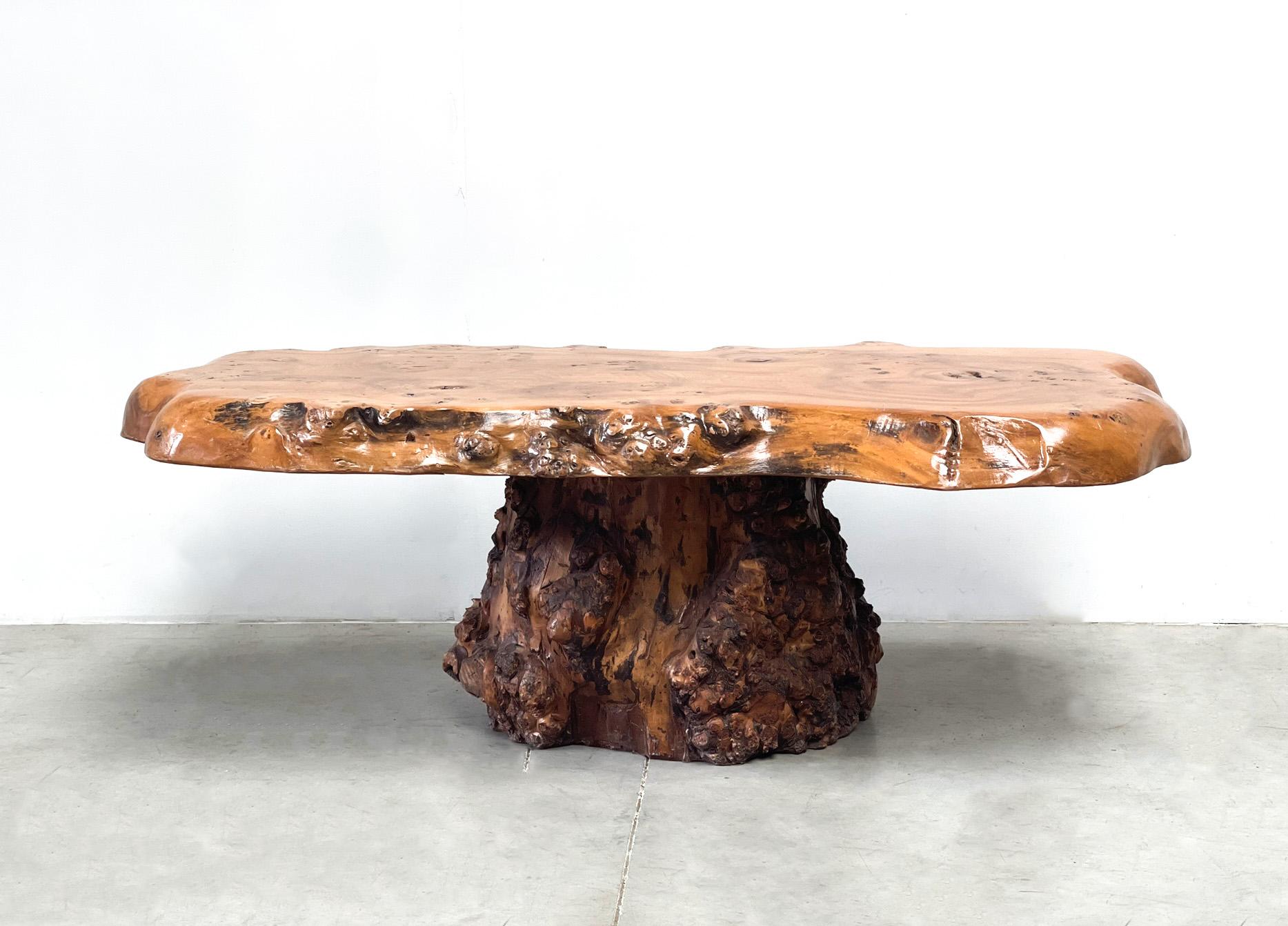 Brutalist tree trunk coffee table For Sale 1