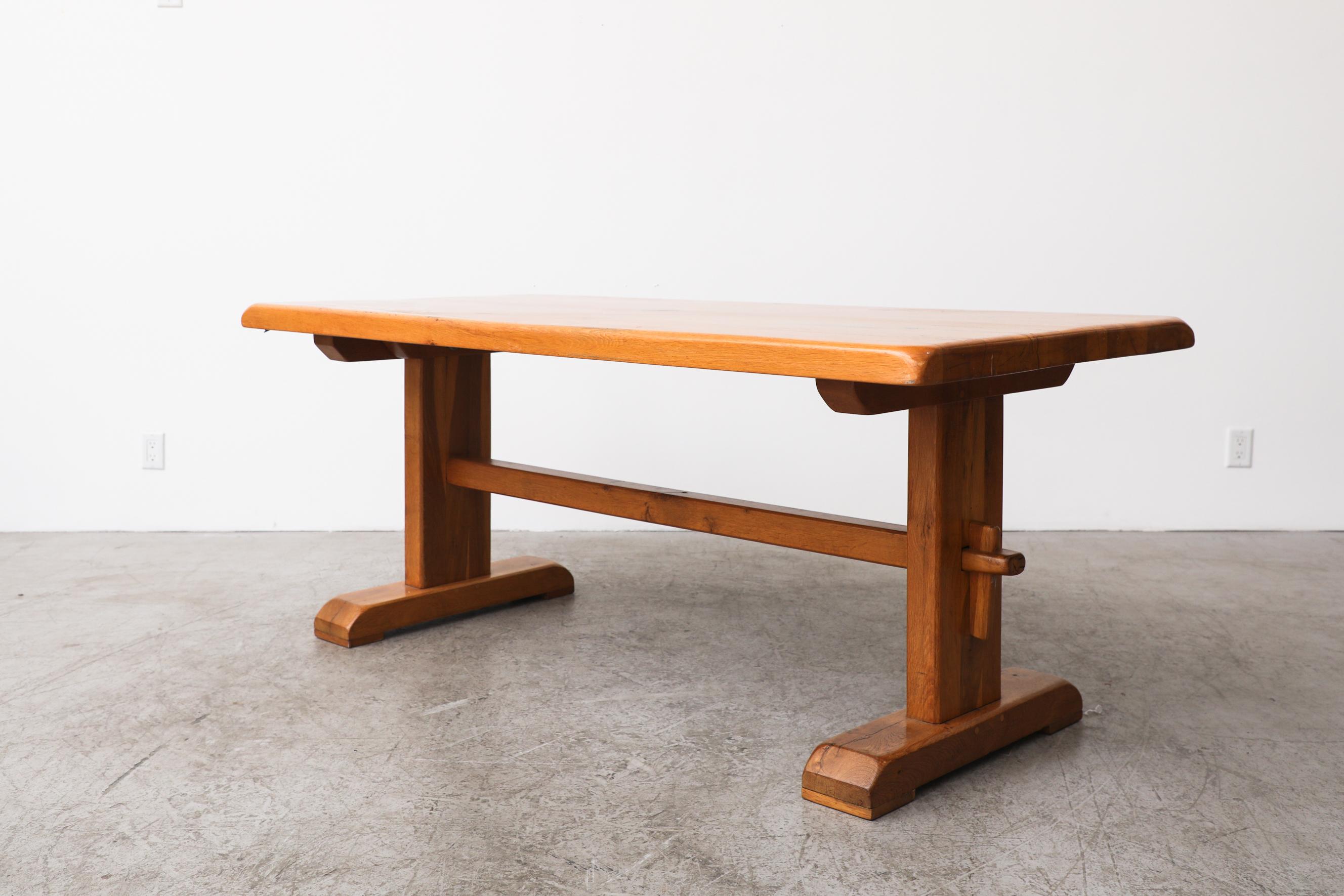 Mid-Century Modern Brutalist Trestle Table by DePuydt