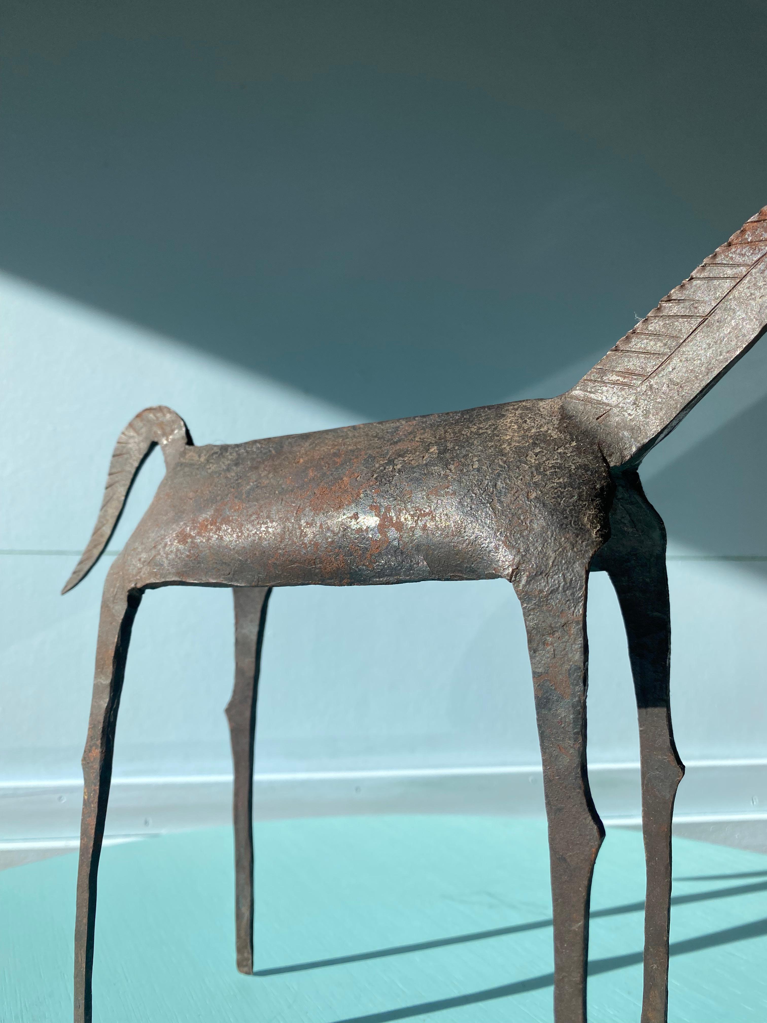 Brutalist Tribal Folk Wrought Iron Horse Figure 1950s 4