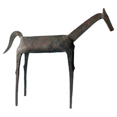 Brutalistische Volksschmiedeeiserne Pferdefigur, Stammeskunst, 1950er Jahre