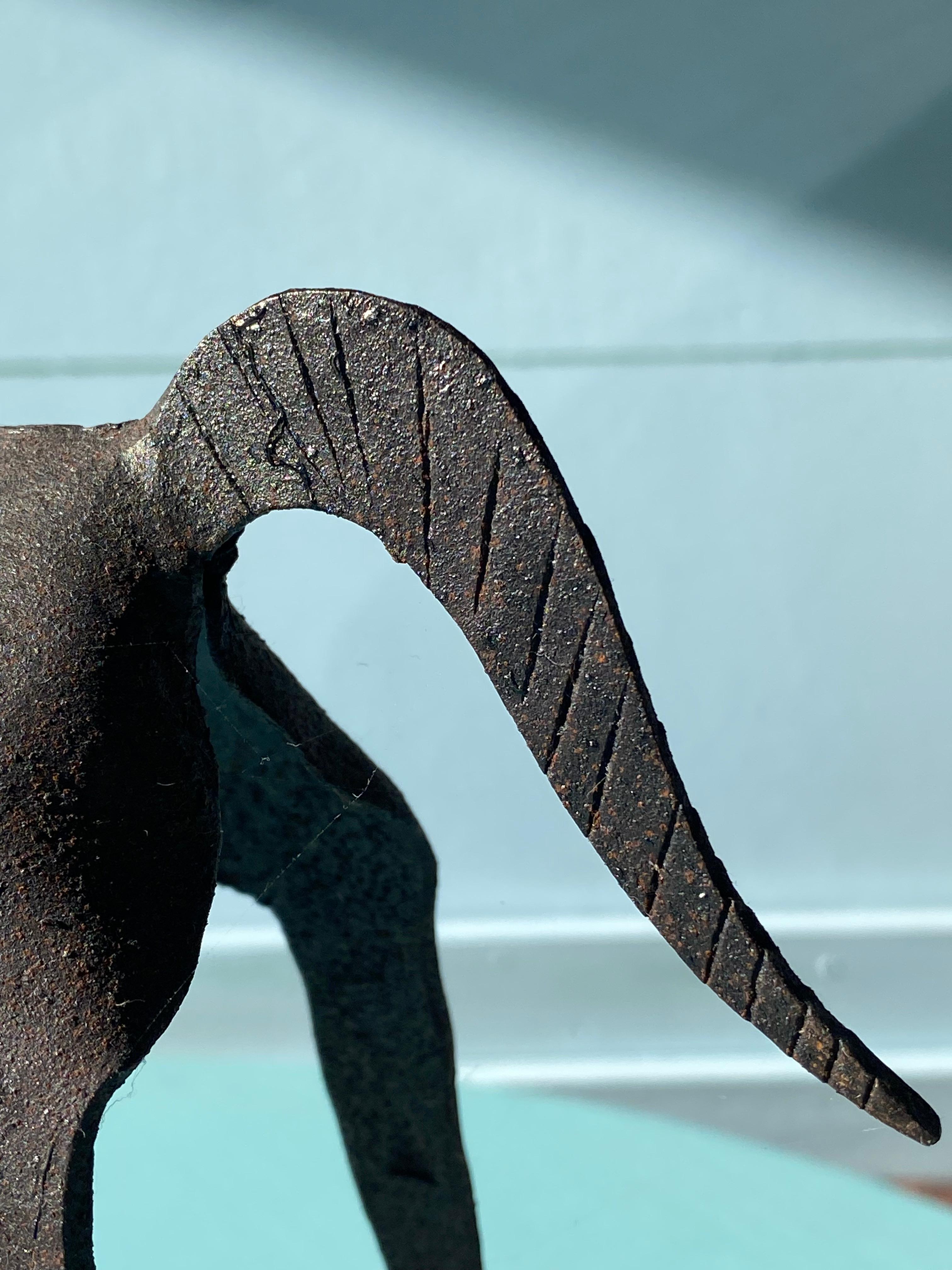 Brutalist Tribal Folk Wrought Iron Horse Figure 1950s Head Bowed For Sale 5