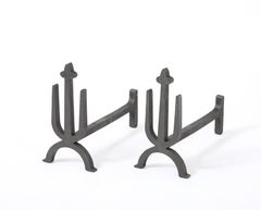 Andirons Brutalist Trident, France 1960's