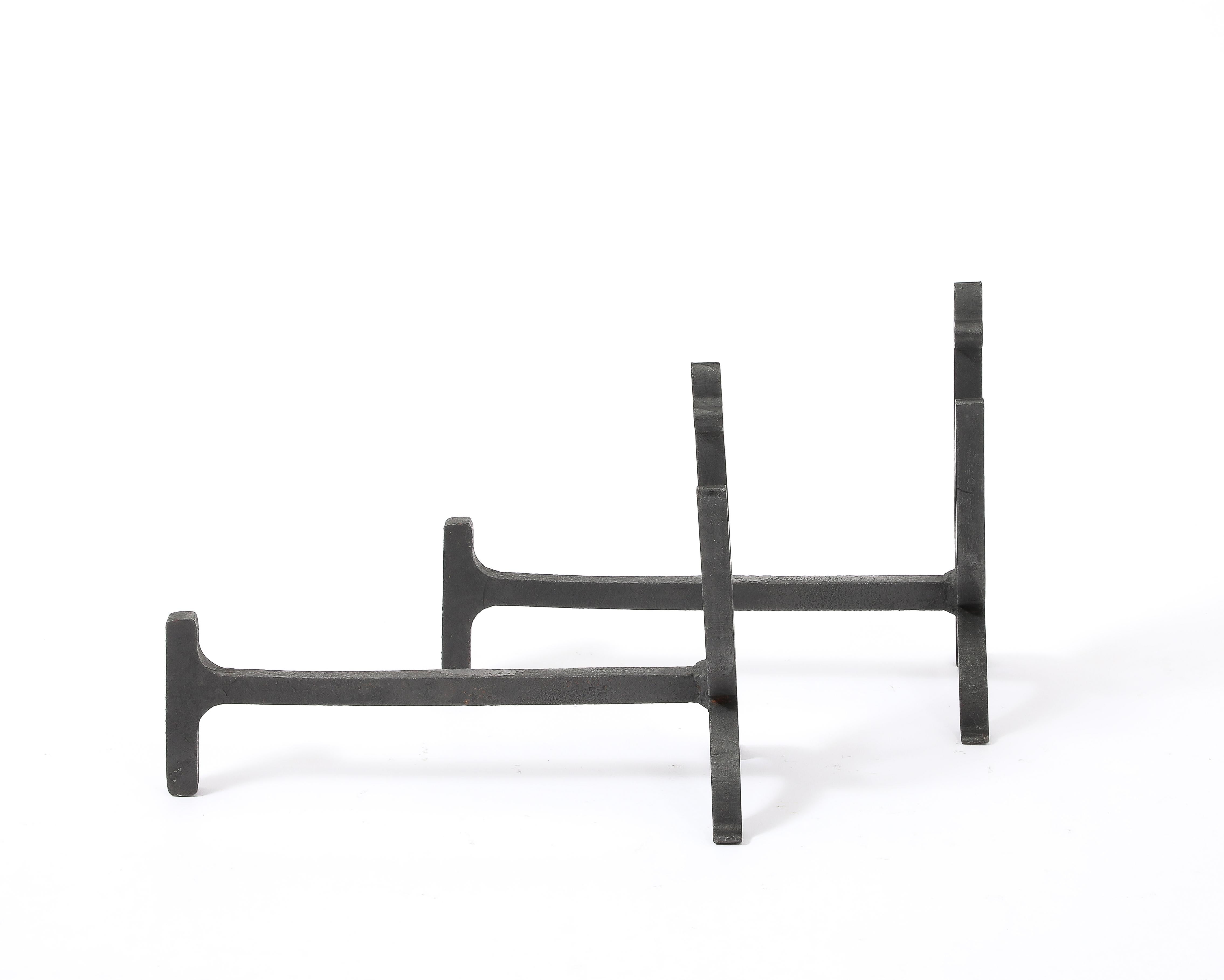 Andirons Brutalist Trident, France 1960's Bon état - En vente à New York, NY