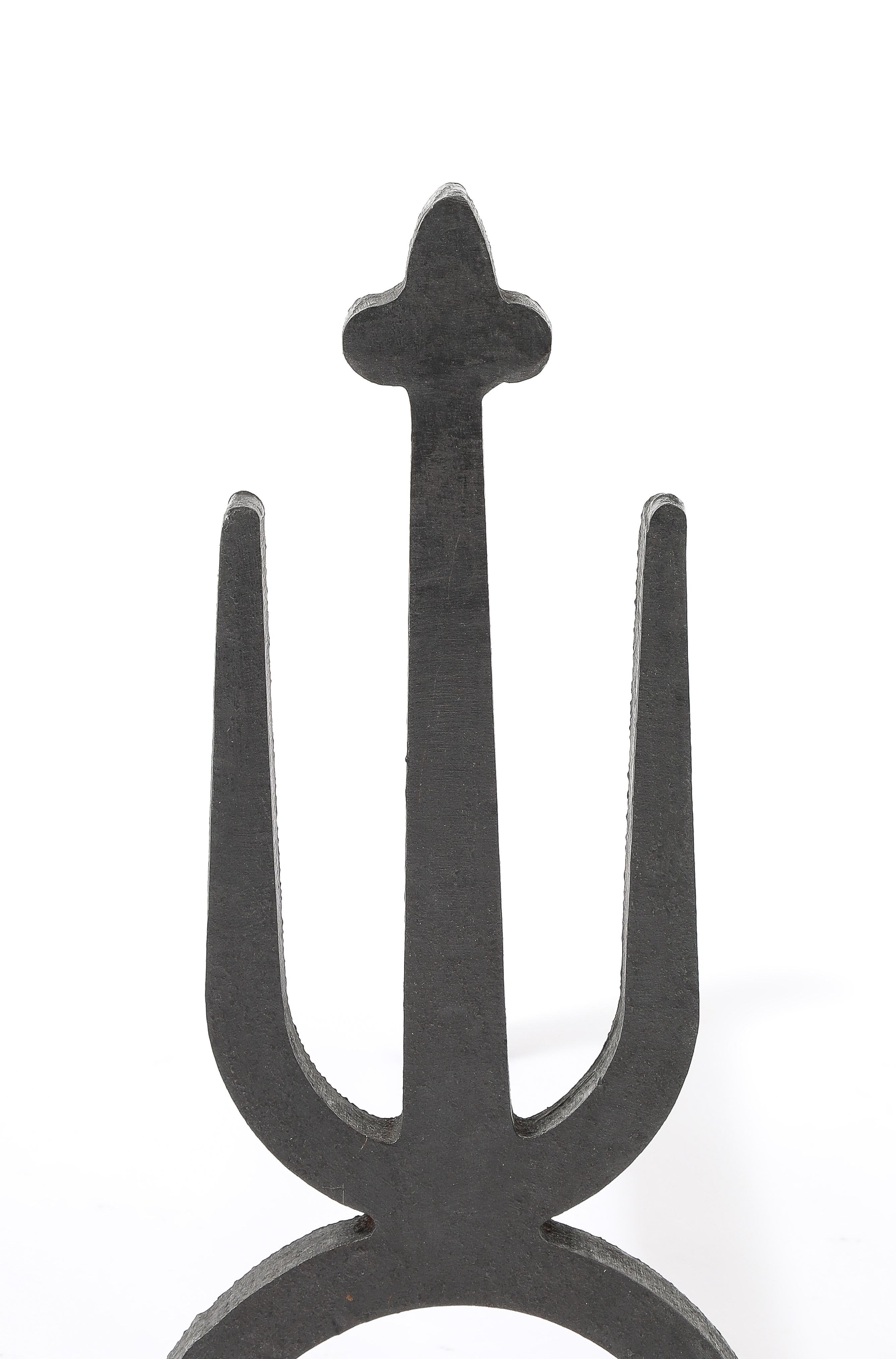 Andirons Brutalist Trident, France 1960's en vente 1