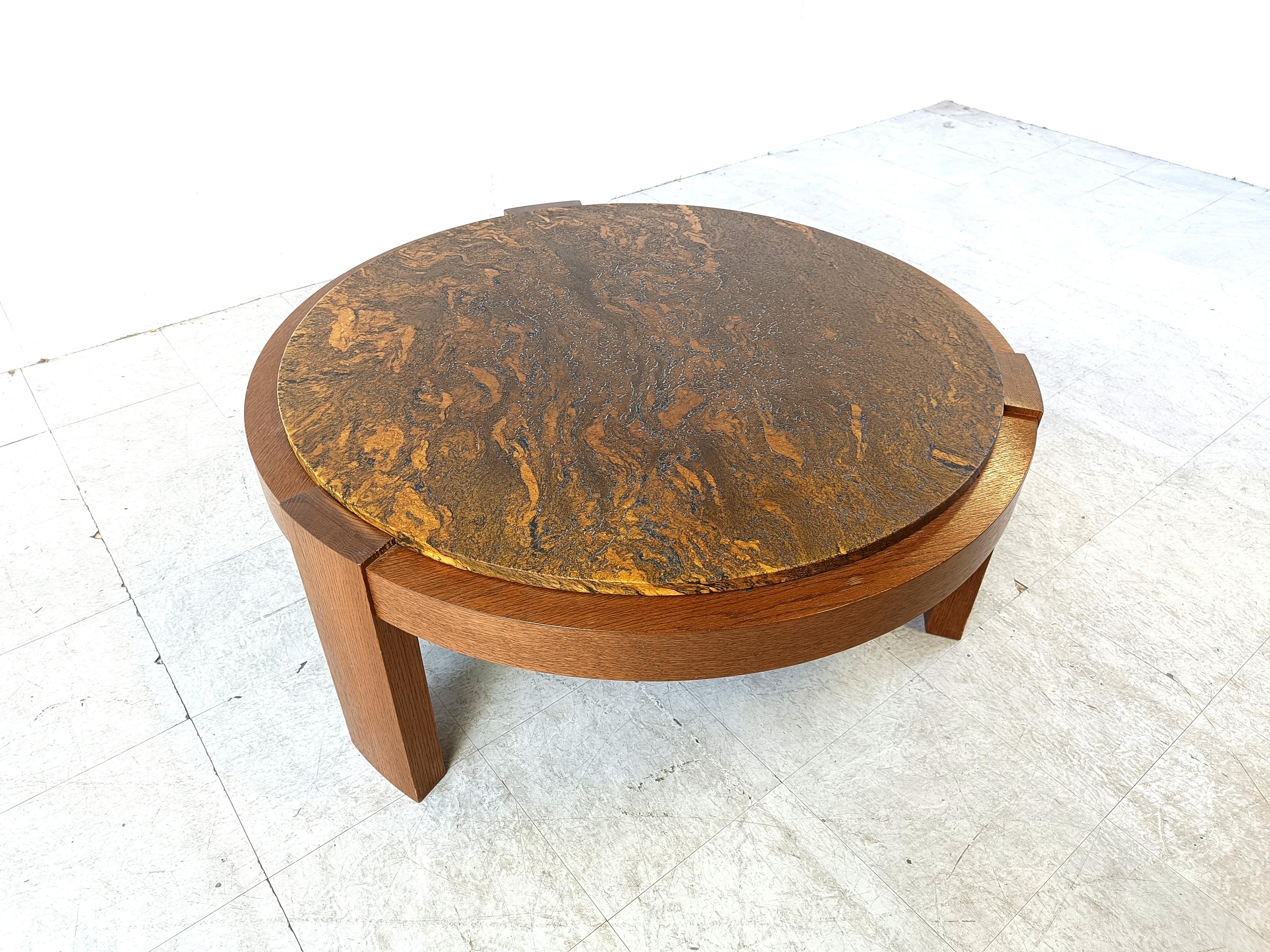 Late 20th Century Brutalist tripod coffee table, 1970s For Sale
