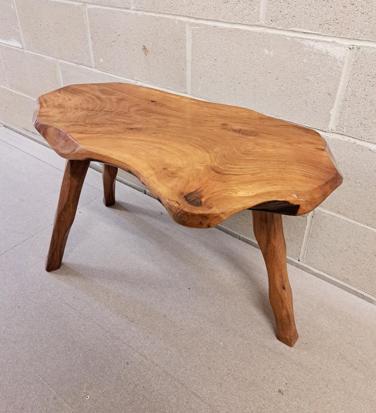 Hardwood Brutalist Tripod Coffee Table / Side Table For Sale