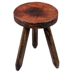Brutalist tripod stool, France, 1950s