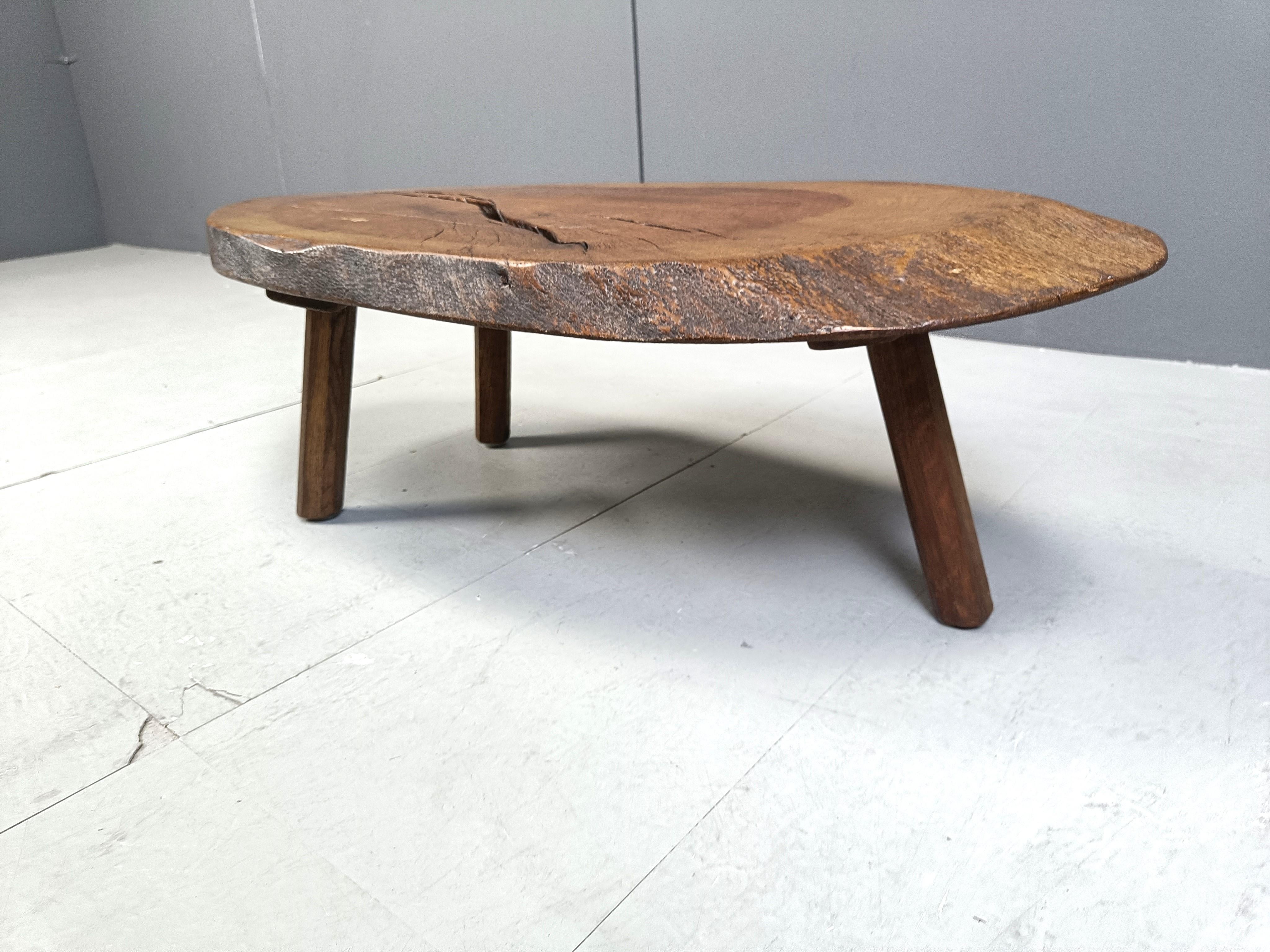 Late 20th Century Brutalist tripod tree root coffee table, 1970s For Sale