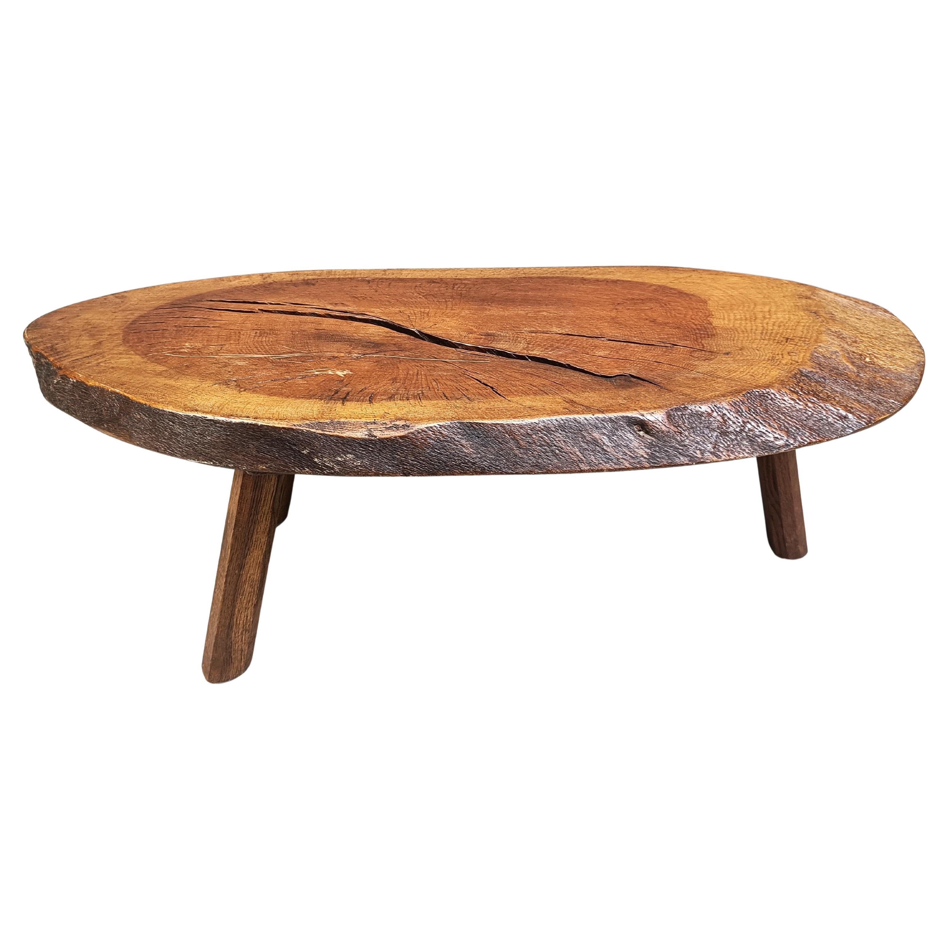 Brutalist tripod tree root coffee table, 1970s