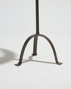 BRUTALIST TRIPOD WROUGHT IRON FLOOR LAMP, 1950s