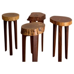 Brutalist tropical wood stool