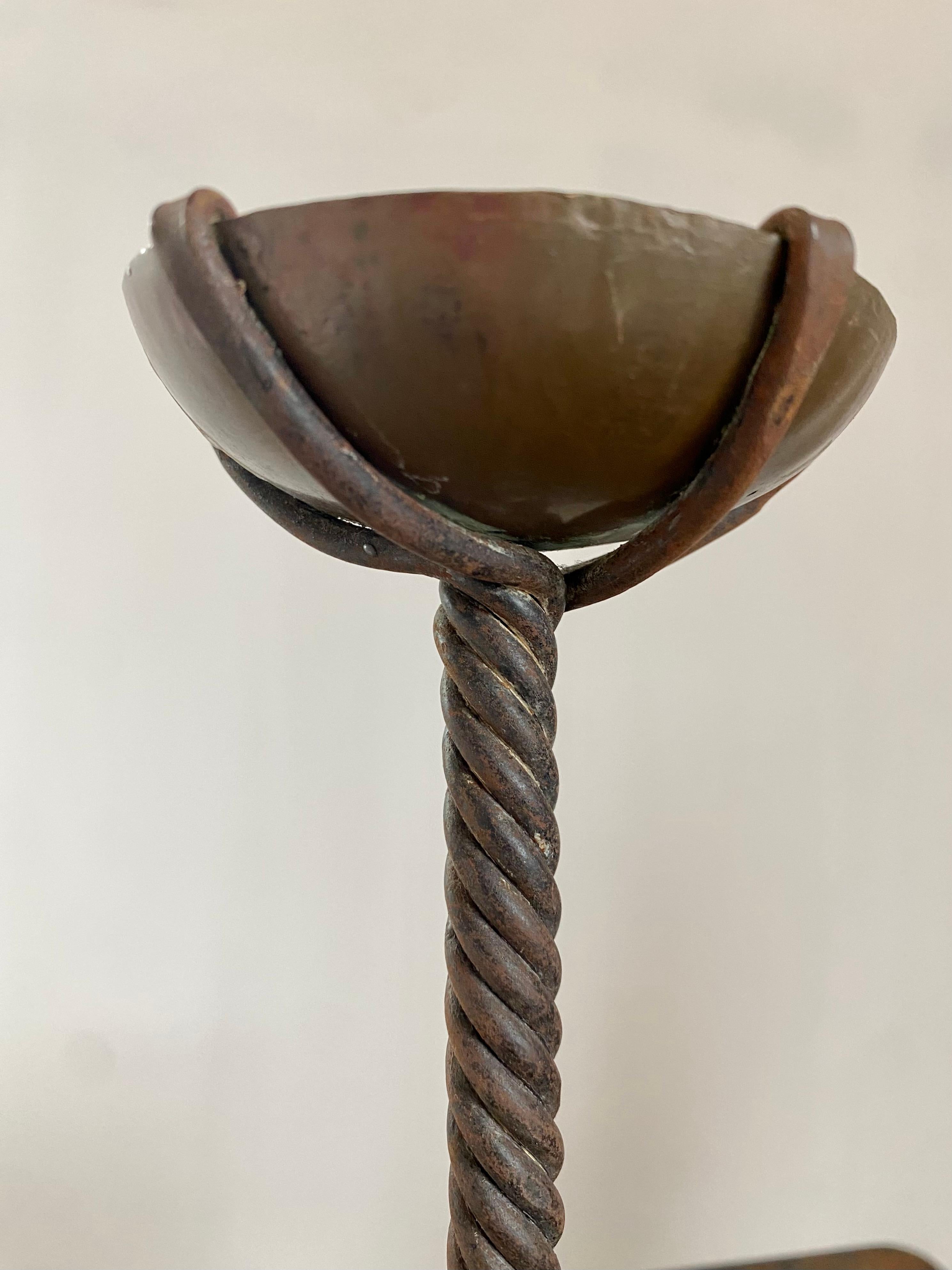 Brutalist Twisted Brass Candle Holders, A Pair For Sale 4