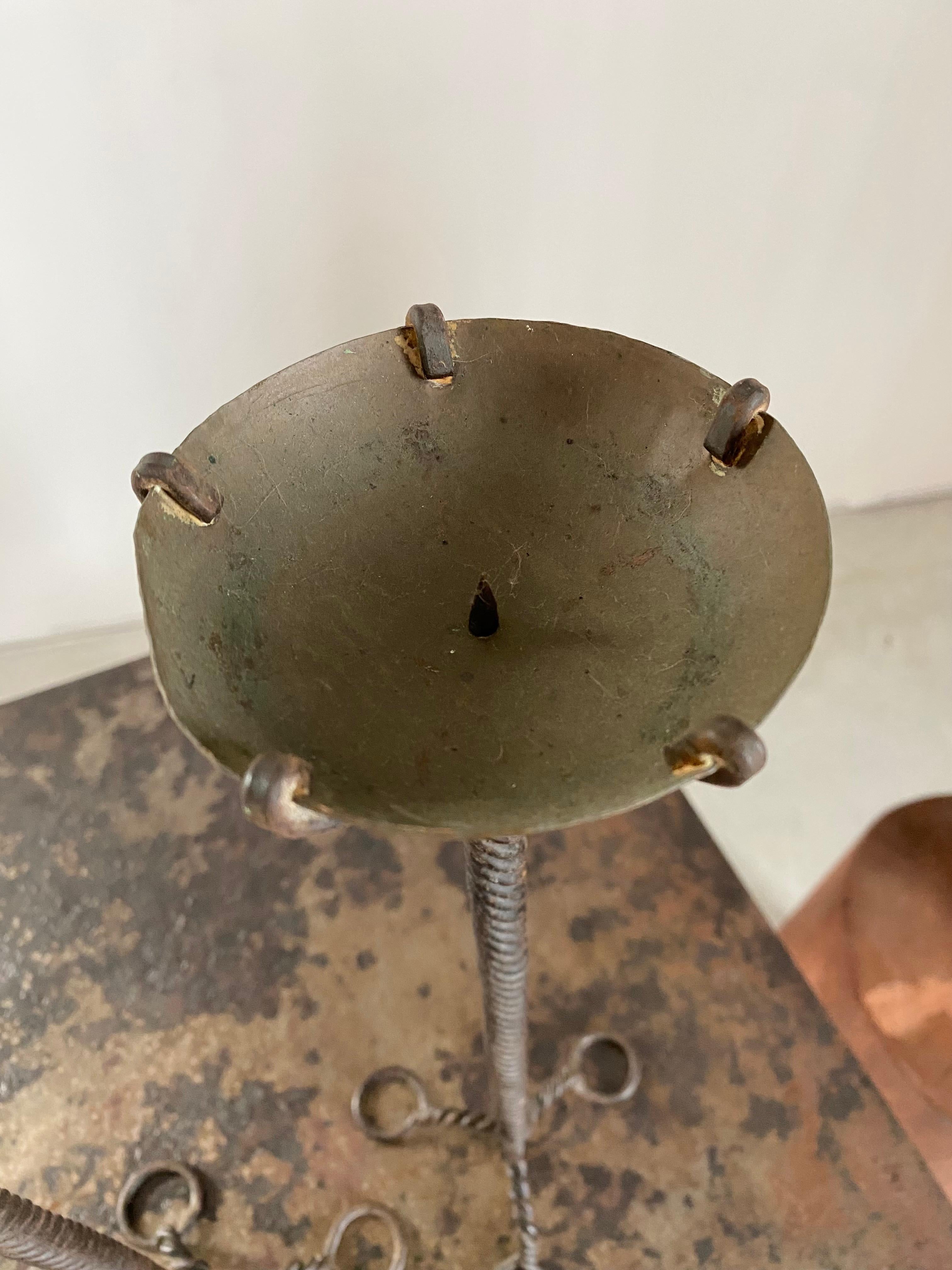 Brutalist Twisted Brass Candle Holders, A Pair For Sale 6