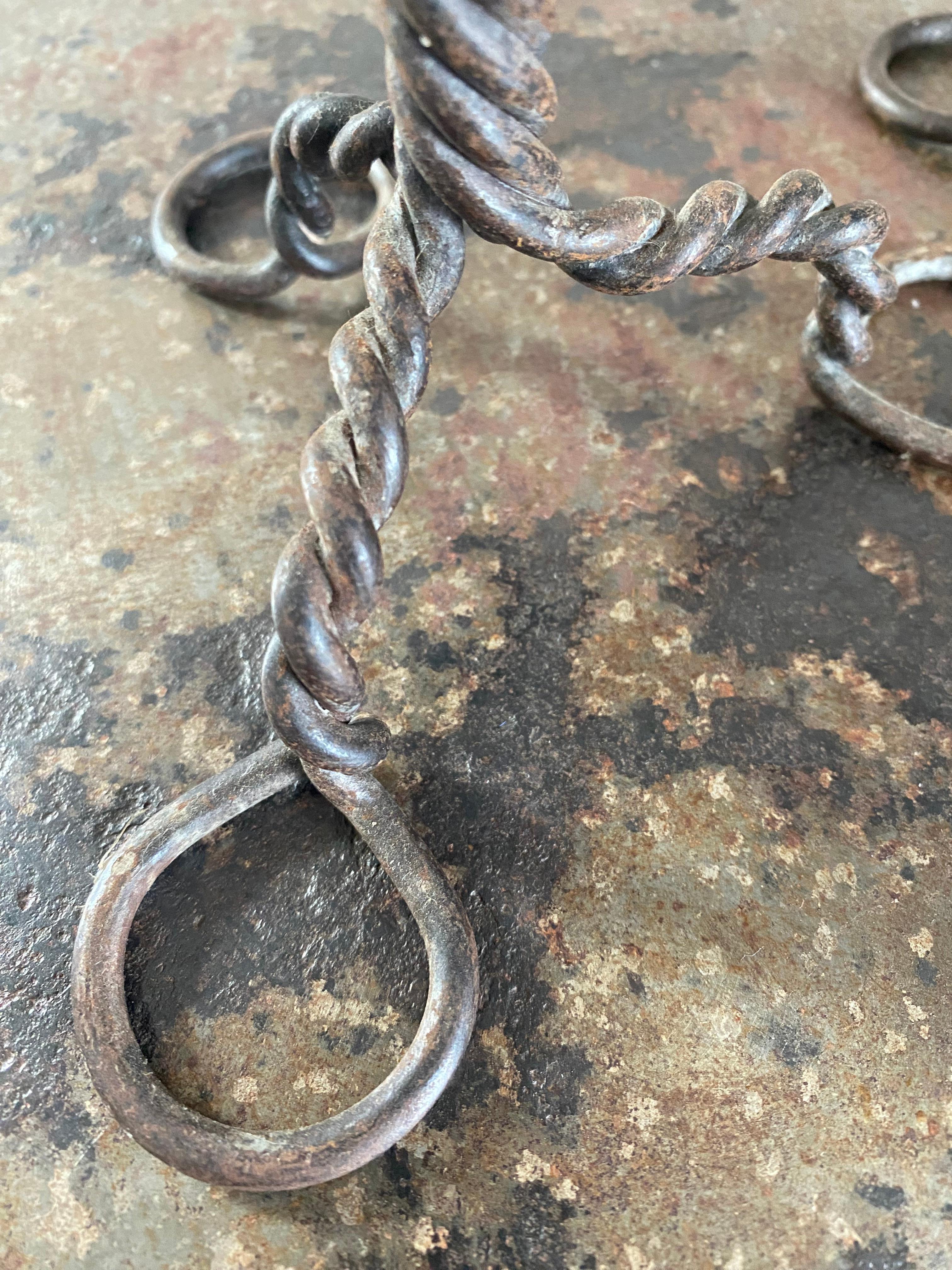 Brutalist Twisted Brass Candle Holders, A Pair For Sale 7