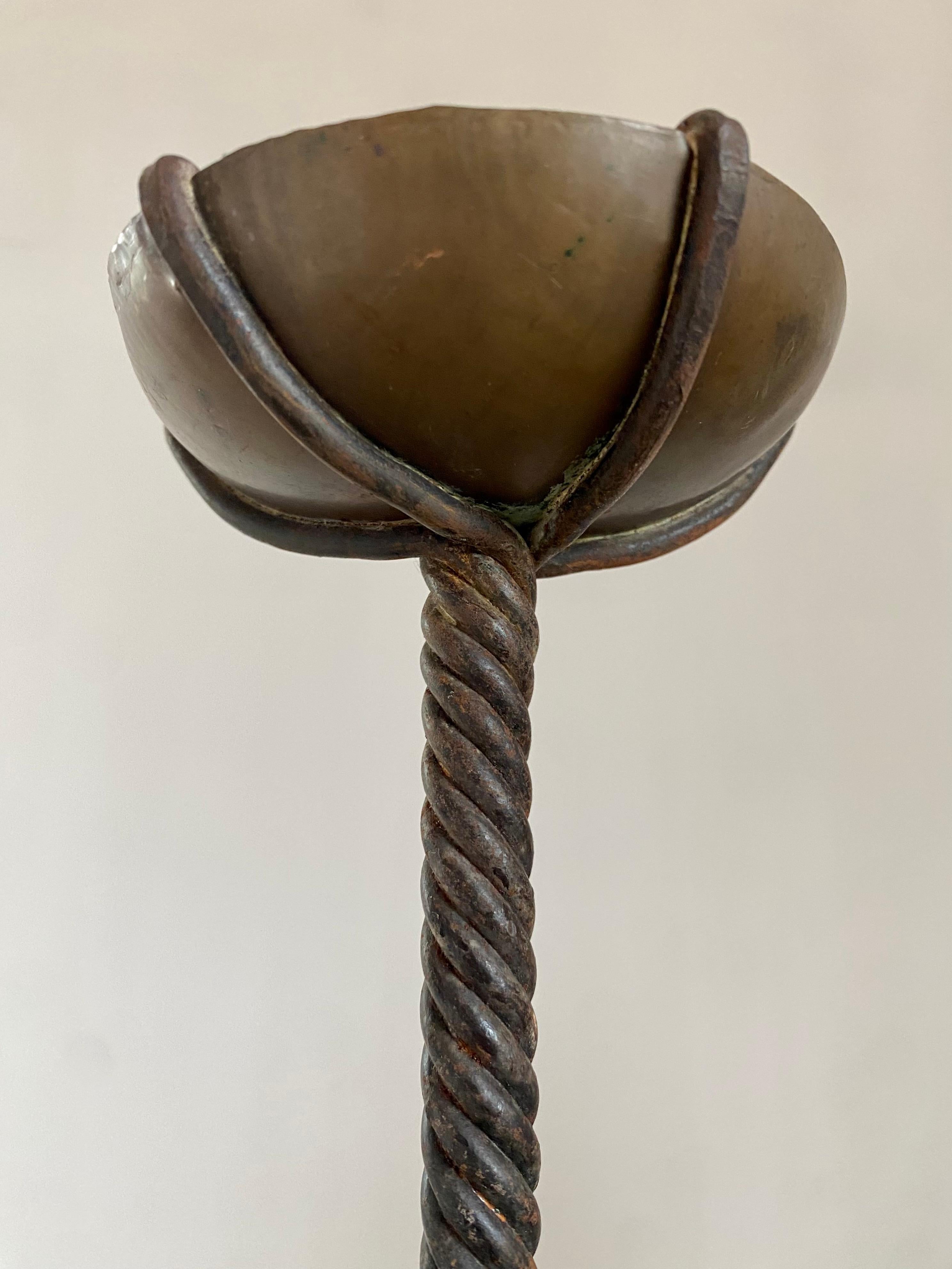 Brutalist Twisted Brass Candle Holders, A Pair For Sale 3