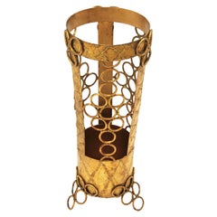 Brutalist Umbrella Stand in Gilt Iron, Spain 1950s