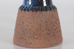 Brutalista Unic Sejer Studio Lámpara de mesa danesa de cerámica azul oscuro + pantalla nueva