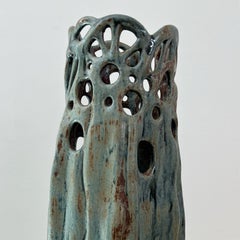 Brutalist Unique Vintage Holey Ceramic Studio Art Vase, 1997