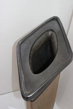 Brutalist Vase Form Glazed Pottery Sculpture