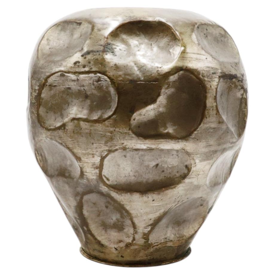 Brutalist Vase · Hand-Hammered Silver-Plated Steel Circa 1970