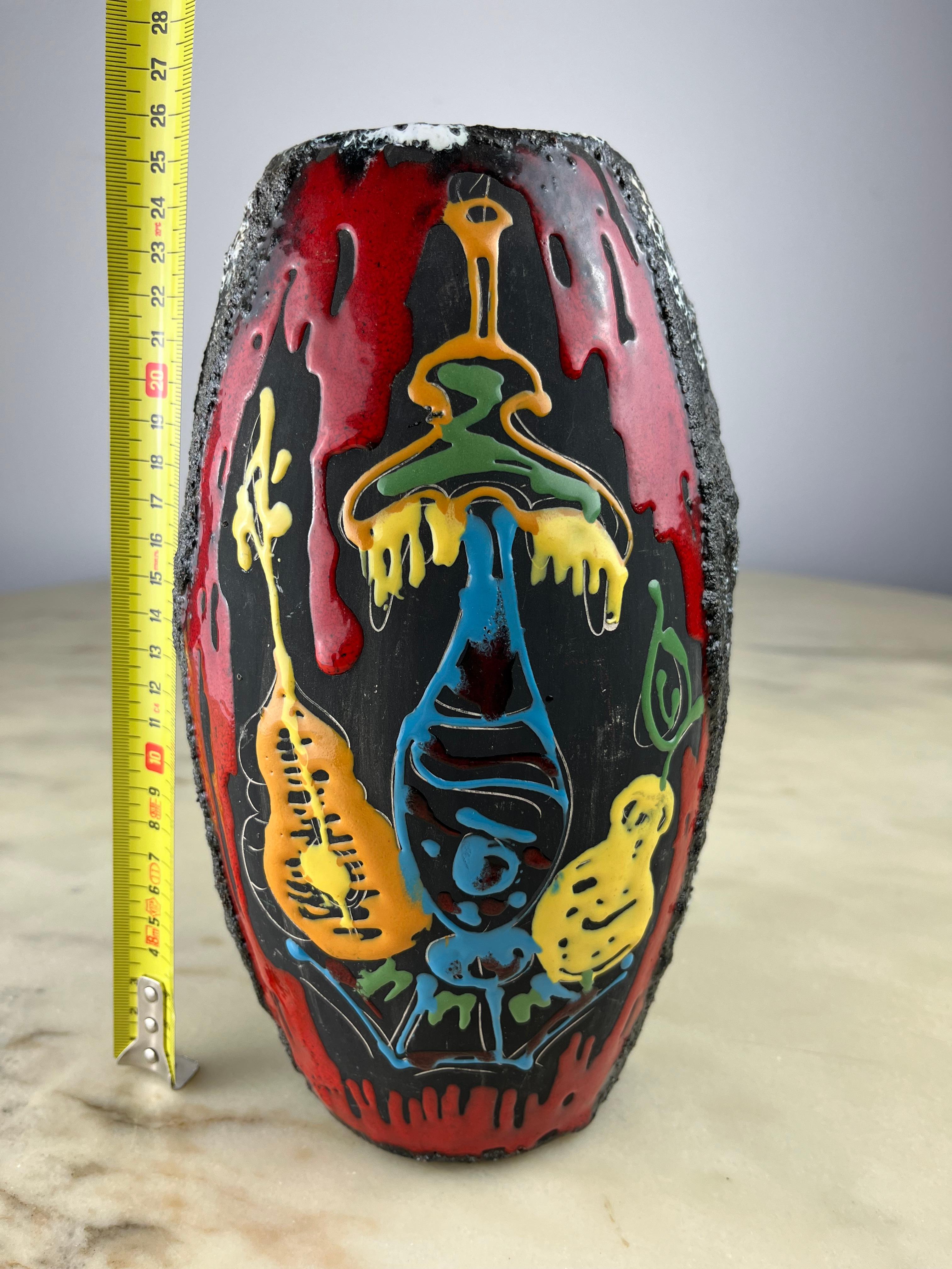 Mid-20th Century Brutalist Vase in Glazed Ceramic, Italy, 1960 For Sale