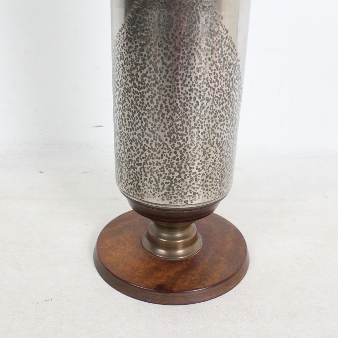 Brutalist Vase in Stainless Steel, Teak and Brass, Germany 1960 For Sale 2