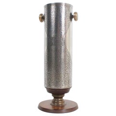 Brutalist Vase in Stainless Steel, Teak and Brass, Germany 1960