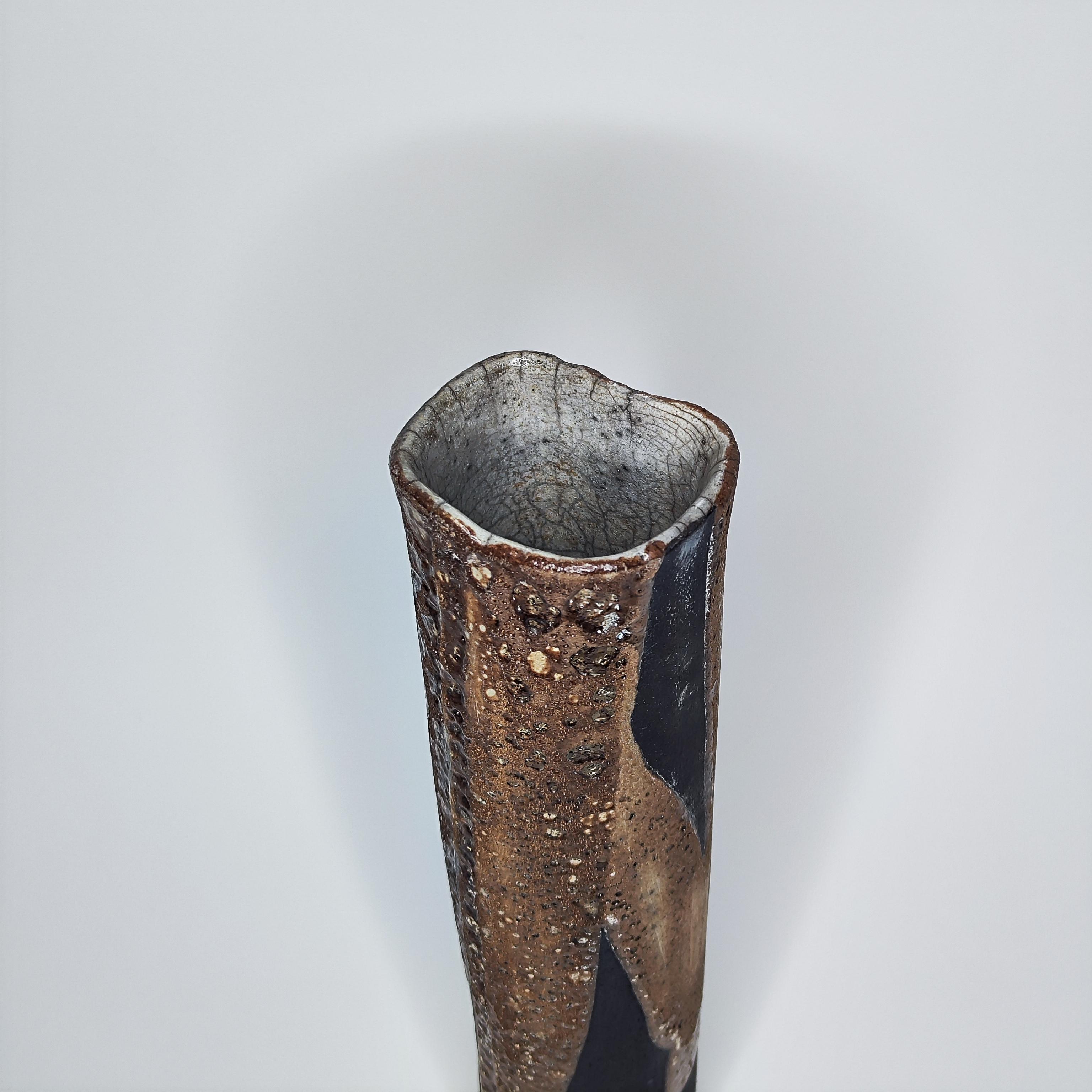 Mid-20th Century Brutalist vase in stoneware, ceramic - La Borne - France - 1960 - 60s For Sale