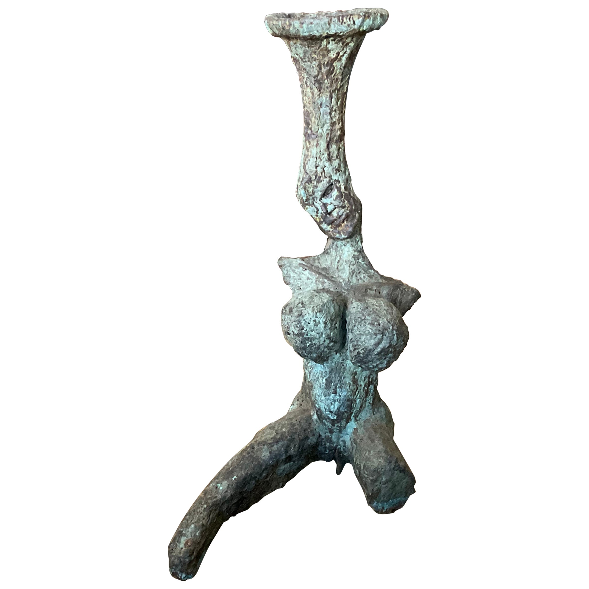 Brutalist Verdigris Bronze Sculpture by Artist John Barandon
