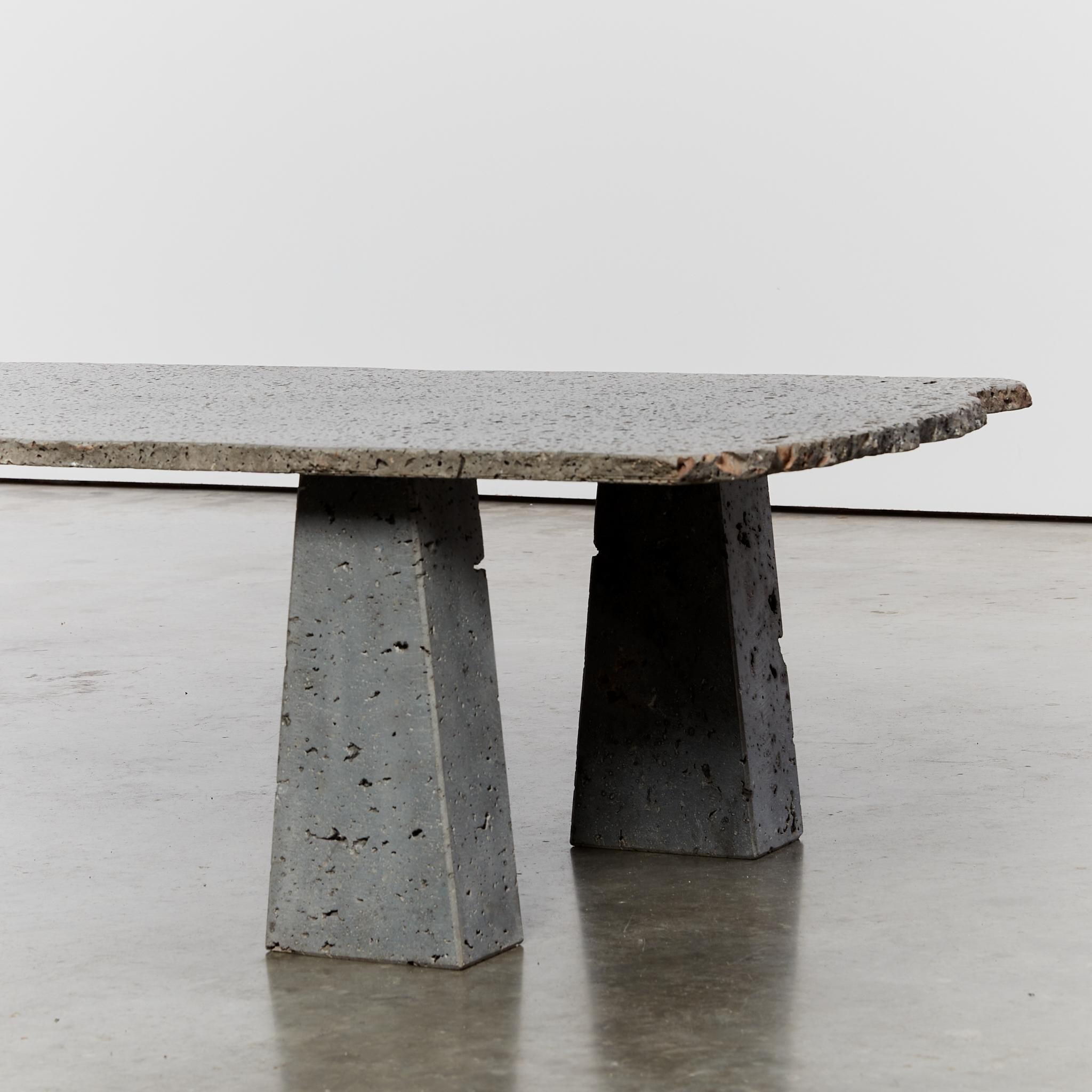 Brutalist volcanic stone coffee table For Sale 4