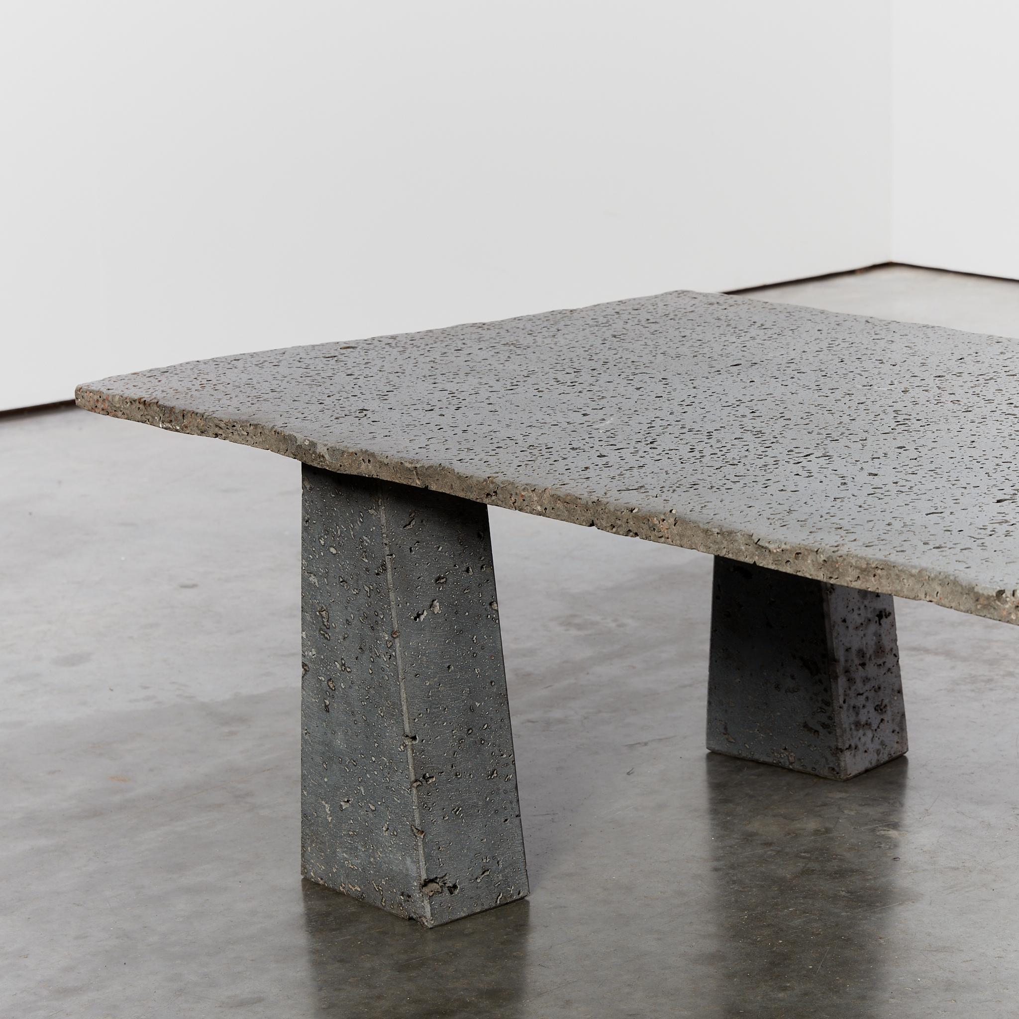 Spanish Brutalist volcanic stone coffee table