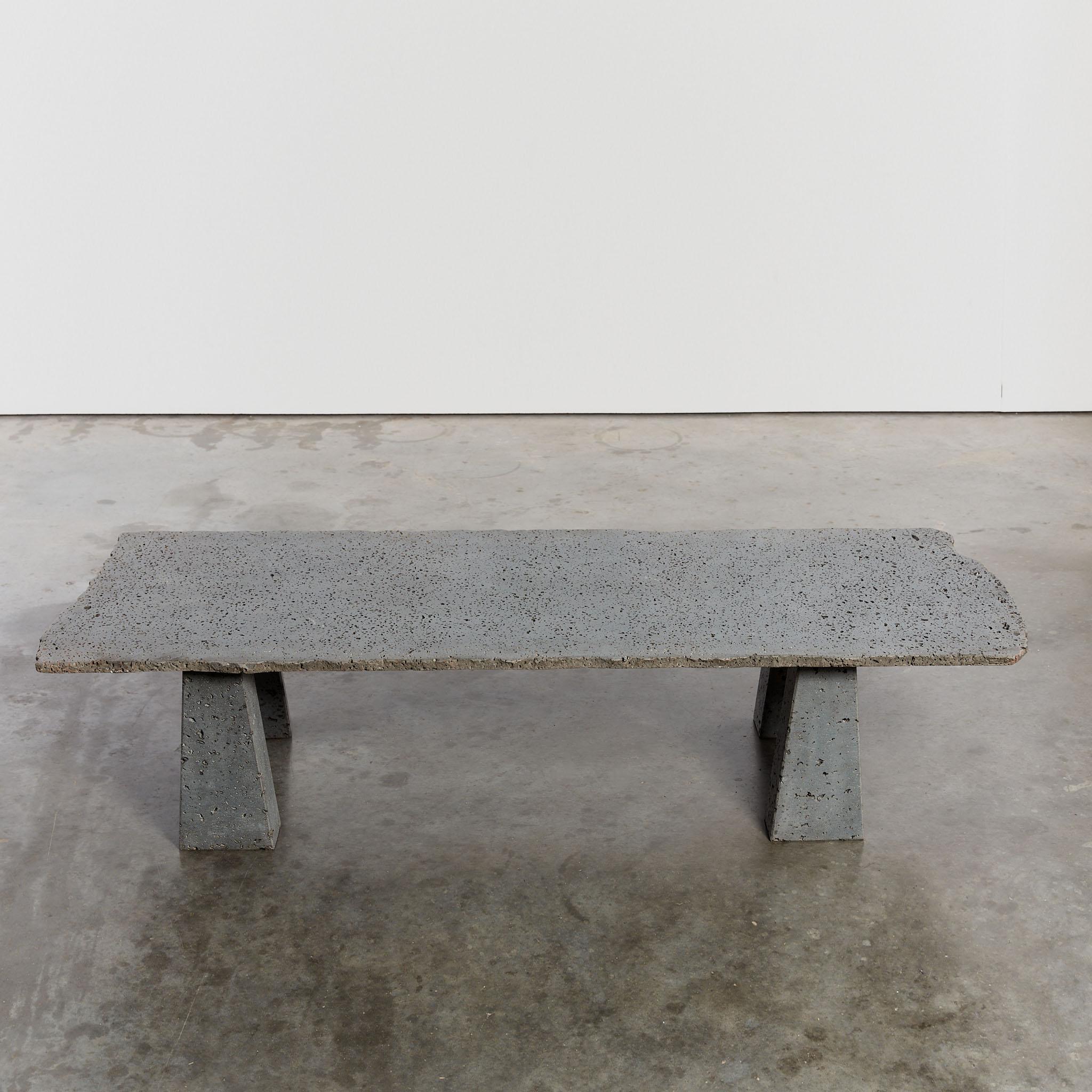 Stone Brutalist volcanic stone coffee table For Sale