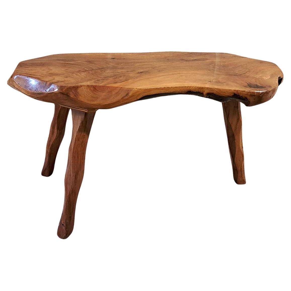 Brutalist Wabi Sabi chalet-style Tripod Side Table, 1950s In Fair Condition For Sale In Saint Leonards-on-sea, England
