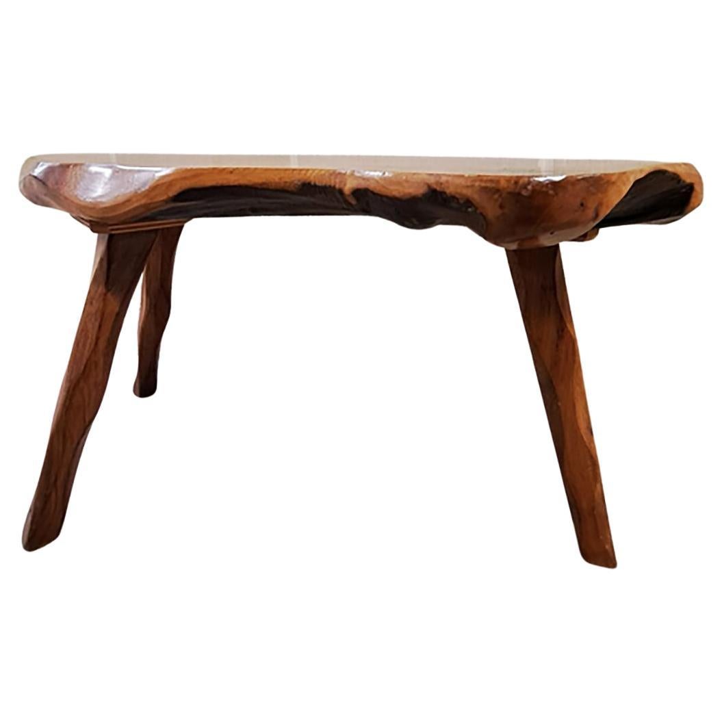 20th Century Brutalist Wabi Sabi chalet-style Tripod Side Table, 1950s For Sale