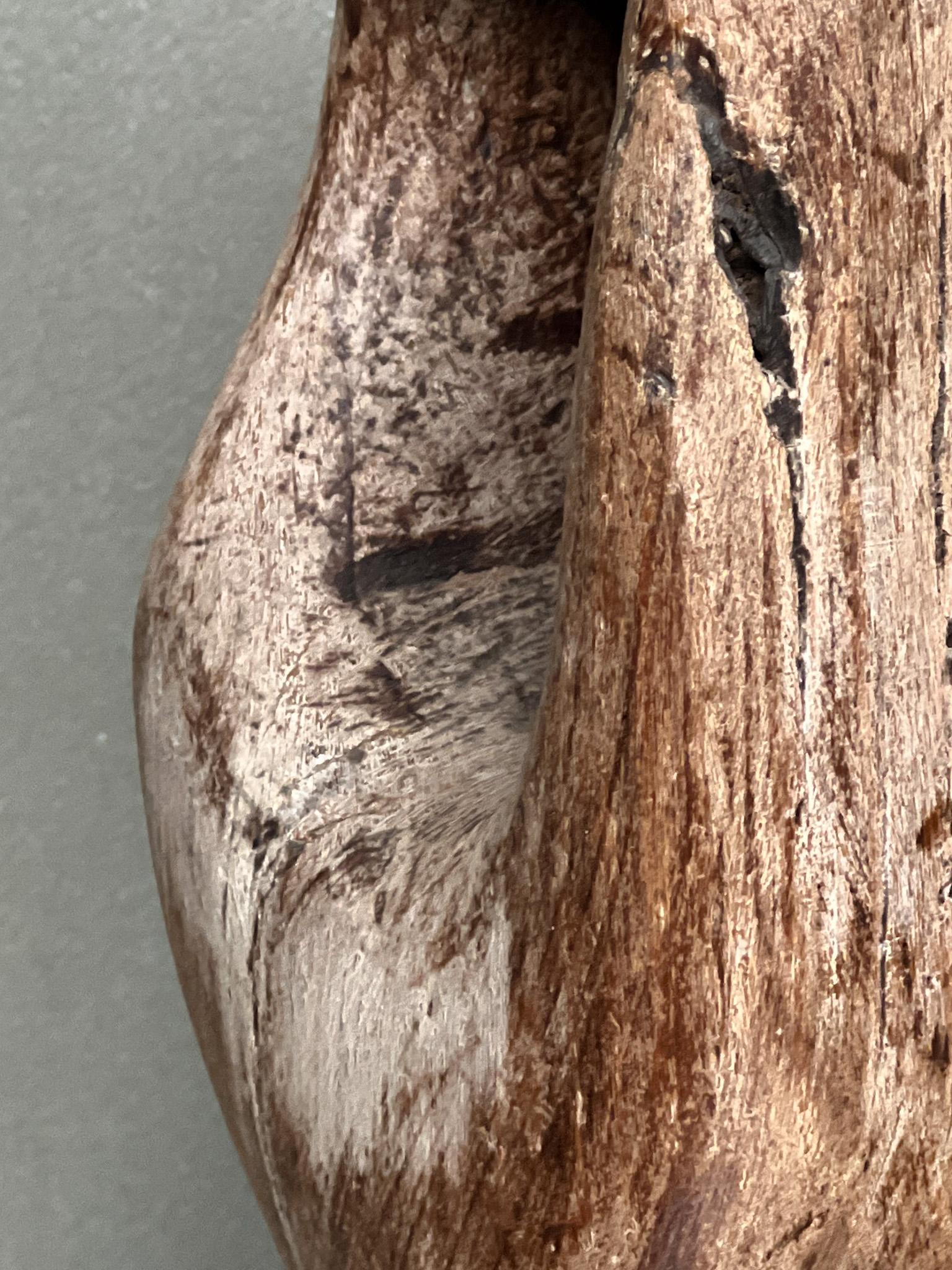 Brutalist / Wabi Sabi Midcentury Hand Carved Wood Figure Sculpture, 1970s For Sale 2