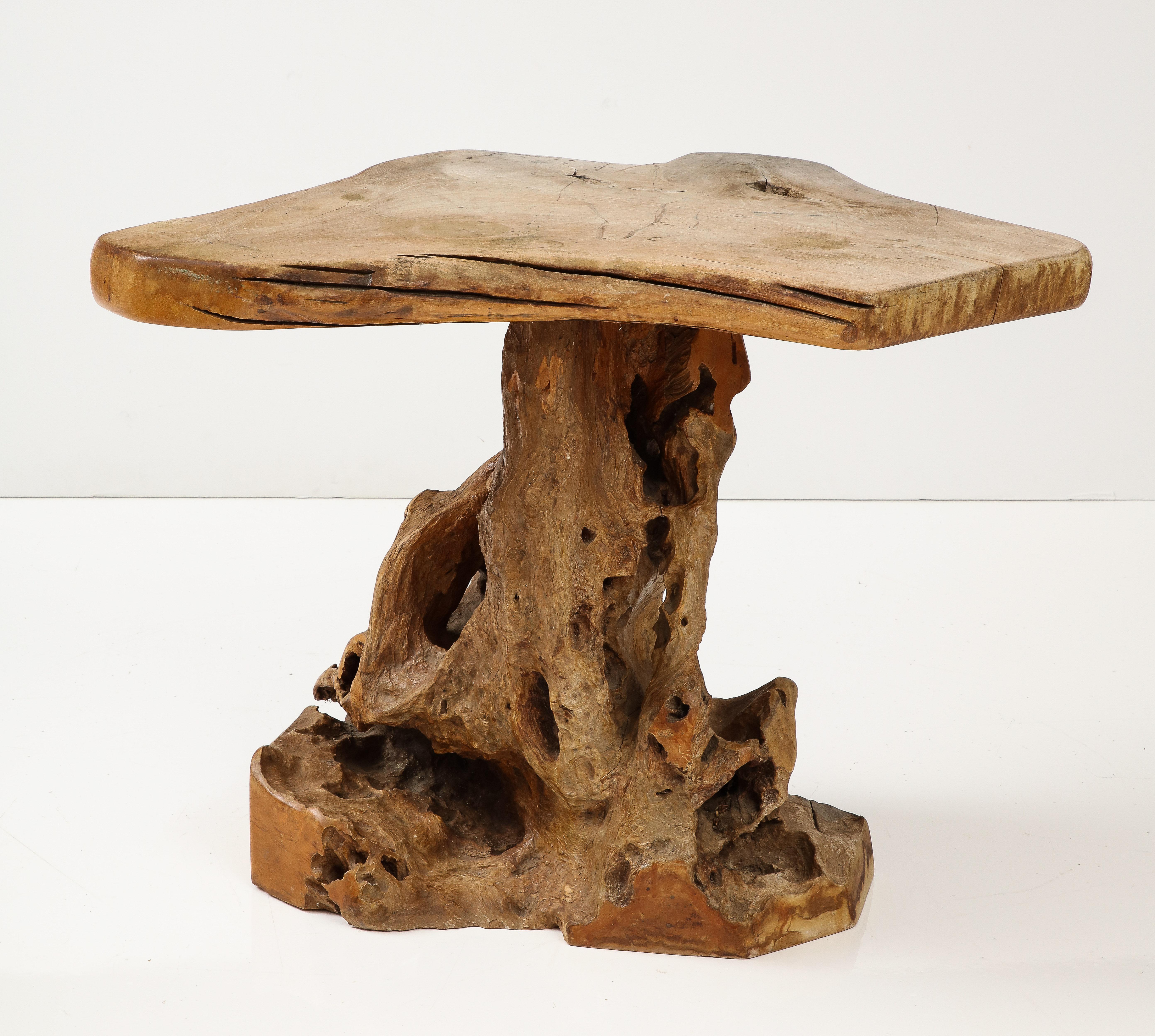 Brutalist Wabi Sabi Modern Tree Trunkroot Pedestal Table, France, circa 1950 For Sale 4