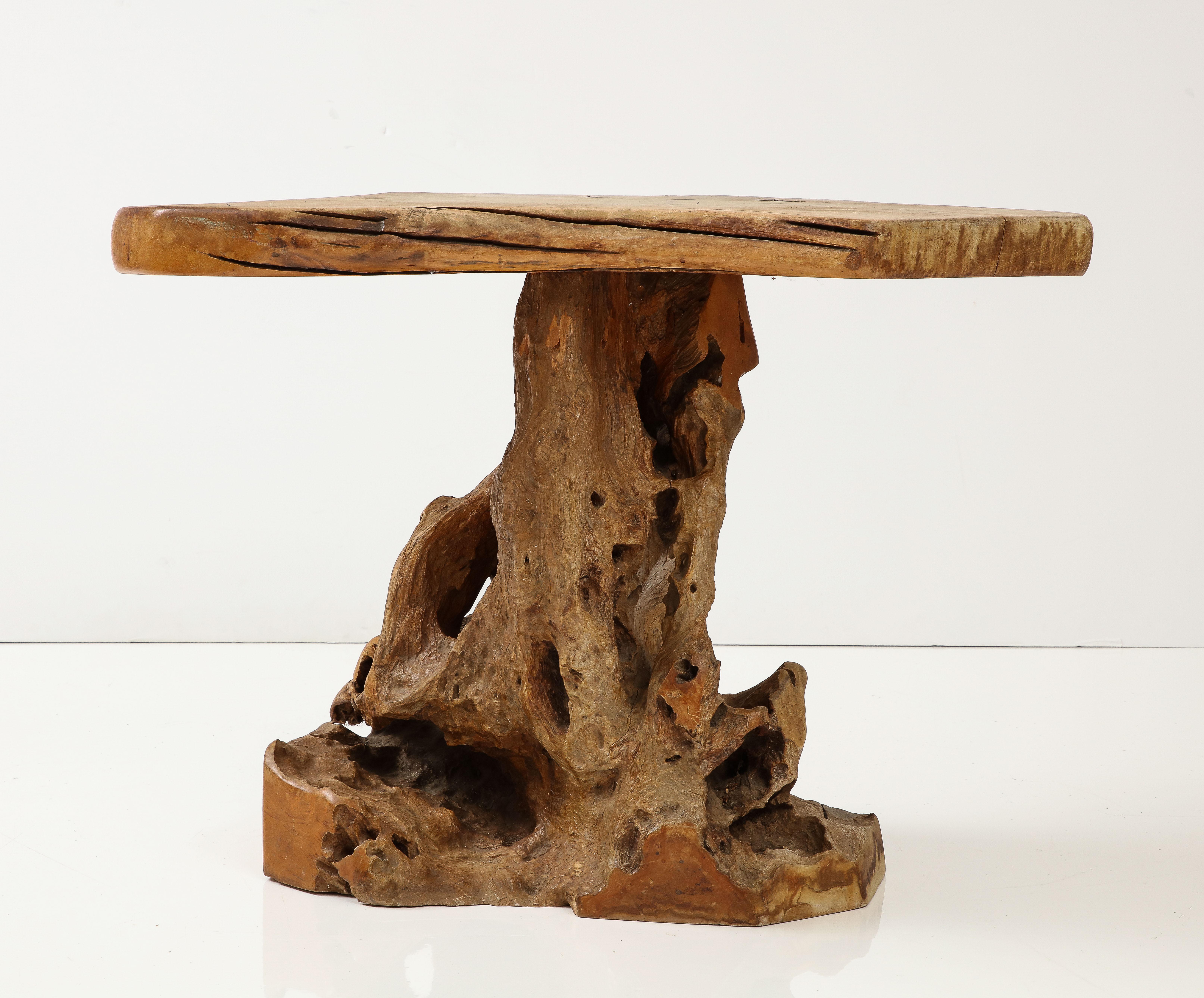 Brutalist Wabi Sabi Modern Tree Trunkroot Pedestal Table, France, circa 1950 For Sale 6