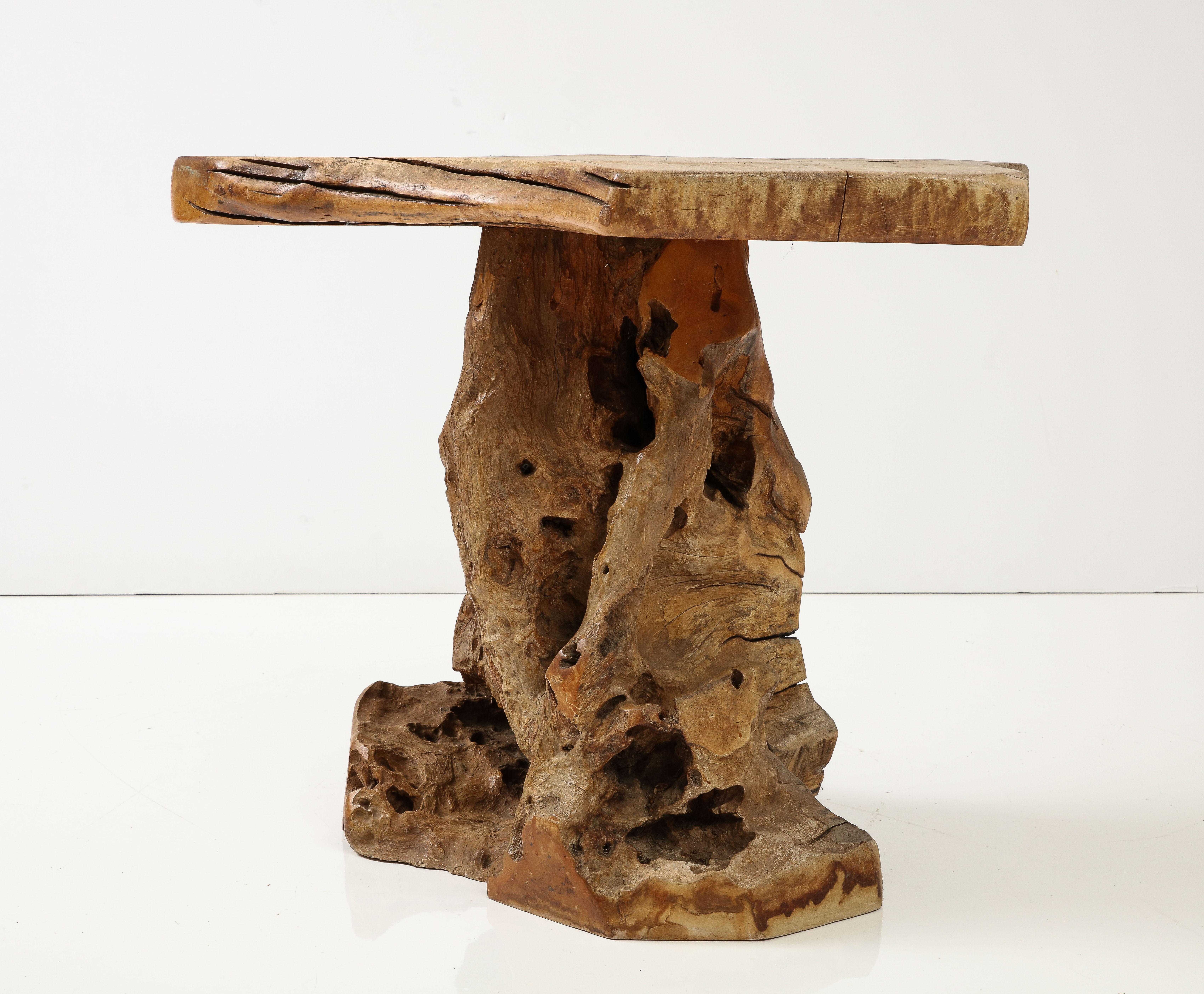 Brutalist Wabi Sabi Modern Tree Trunkroot Pedestal Table, France, circa 1950 For Sale 7