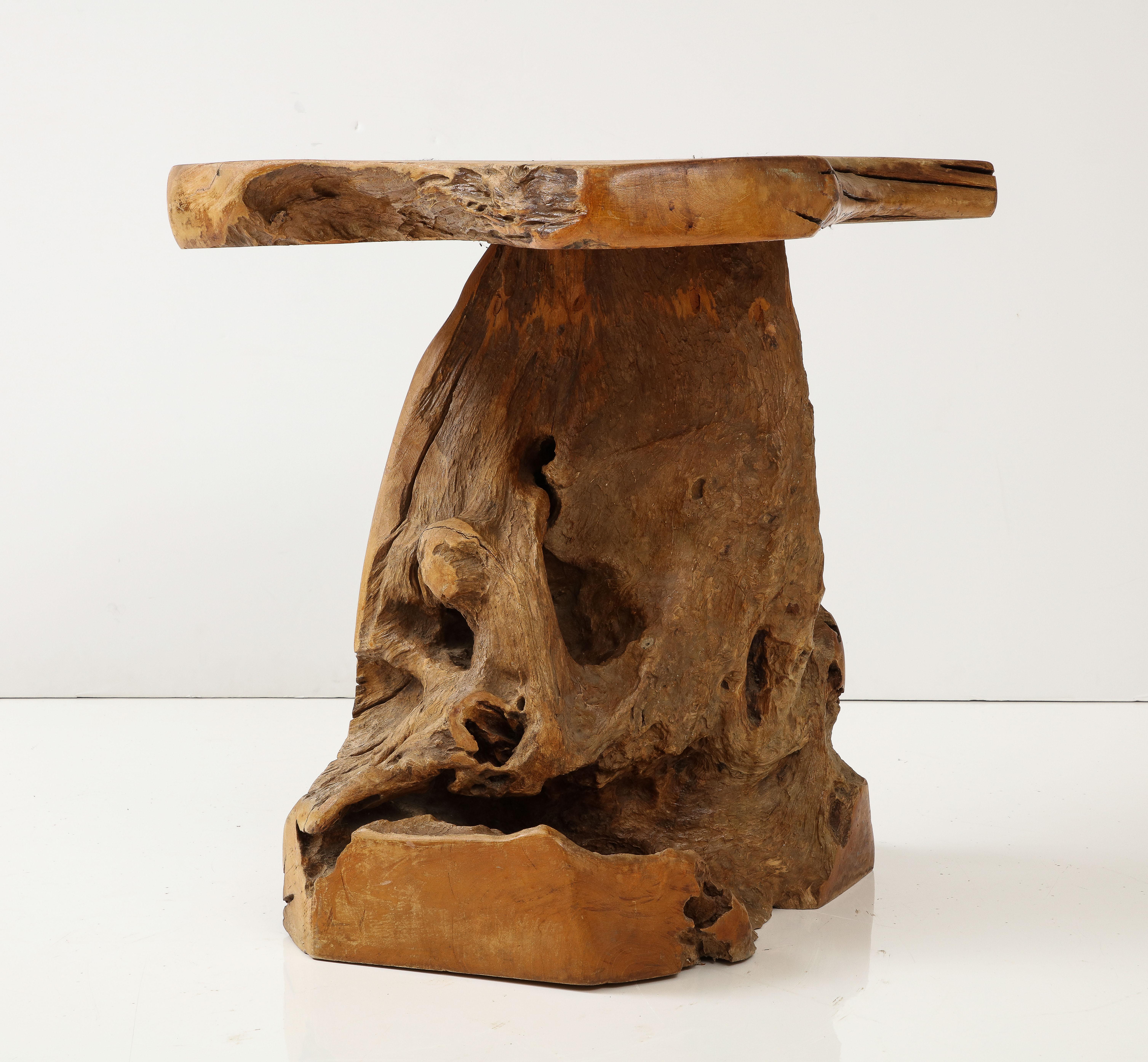 Brutalist Wabi Sabi Modern Tree Trunkroot Pedestal Table, France, circa 1950 For Sale 8